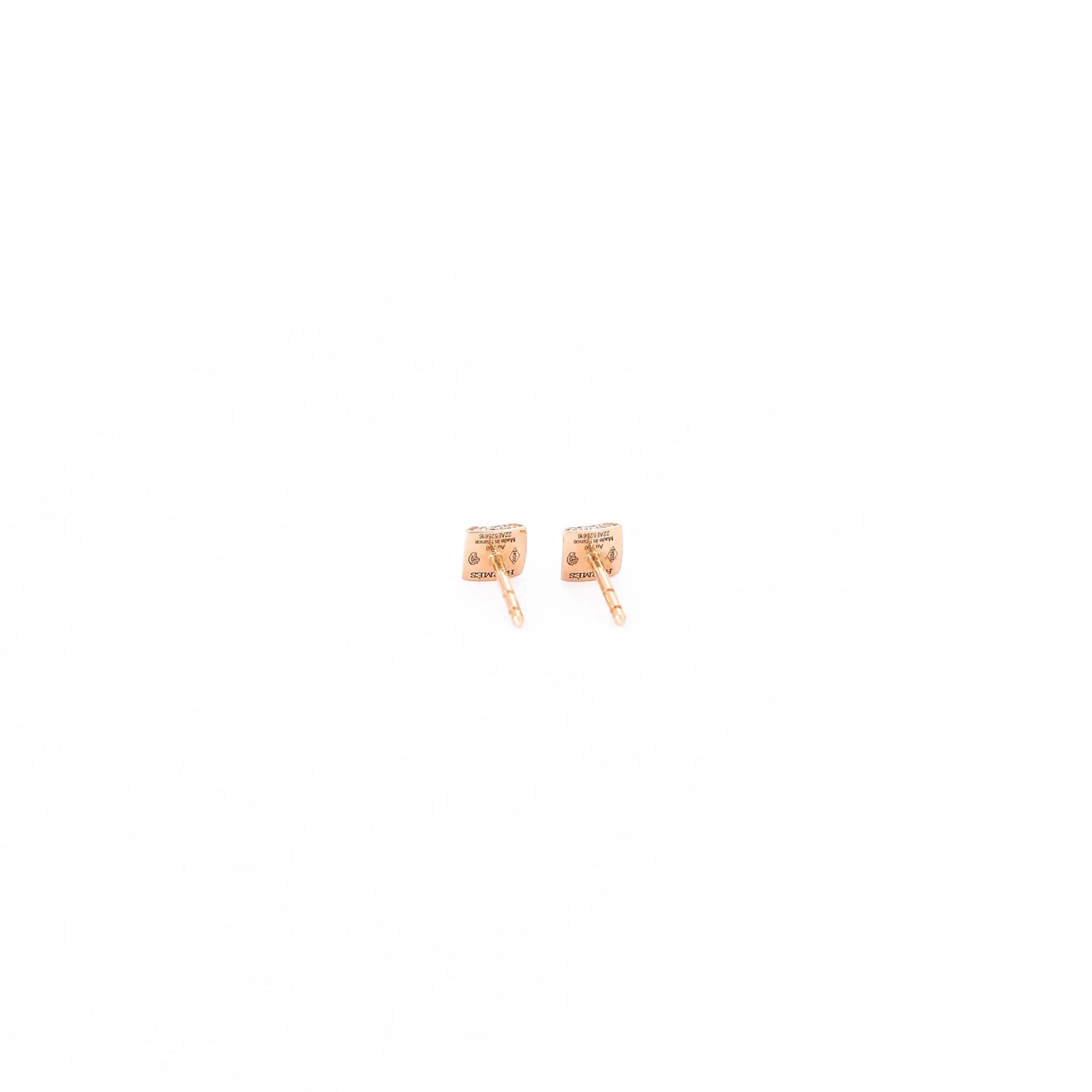 Excellent ( Rank SA ) HERMÈS Earring Clou d'H 18K Rose Gold Diamond - 6