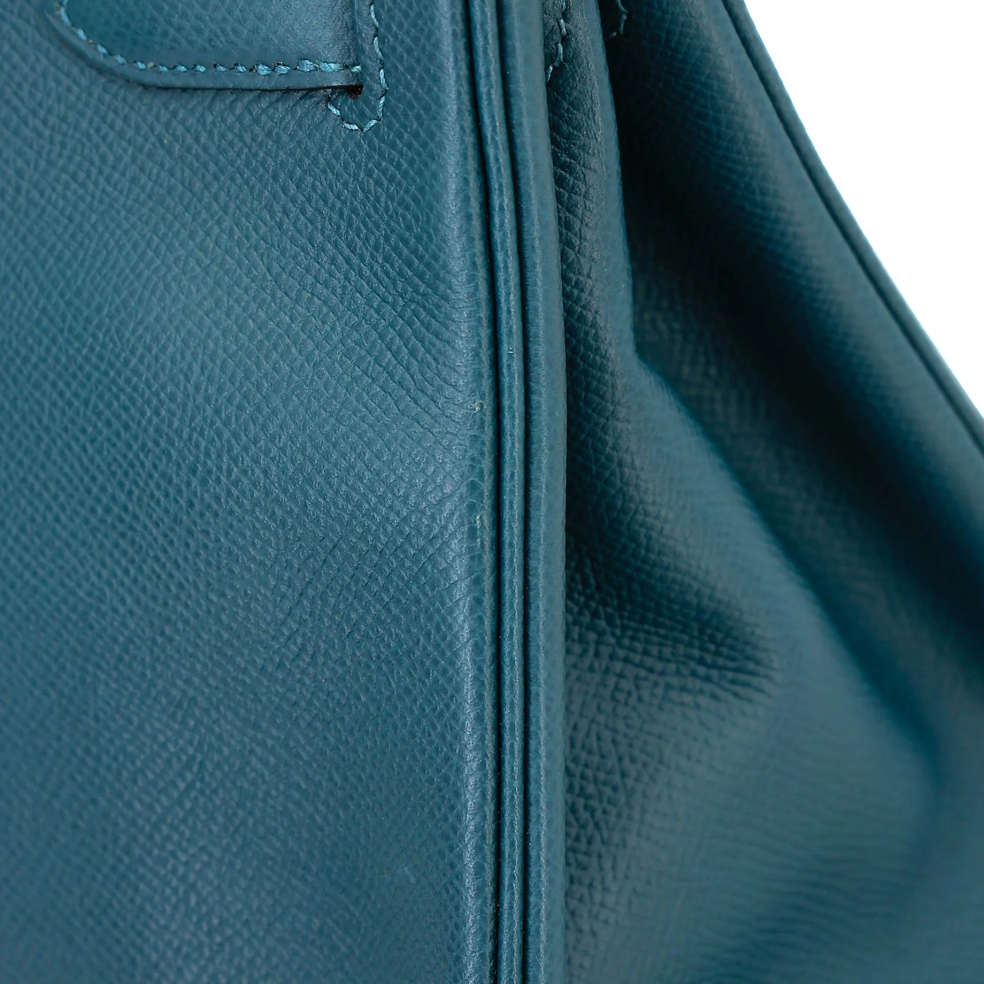 Very Good ( Rank A) HERMÈS Birkin 30 Colvert (1P) Epsom Palladium hardware T (2015) - 14