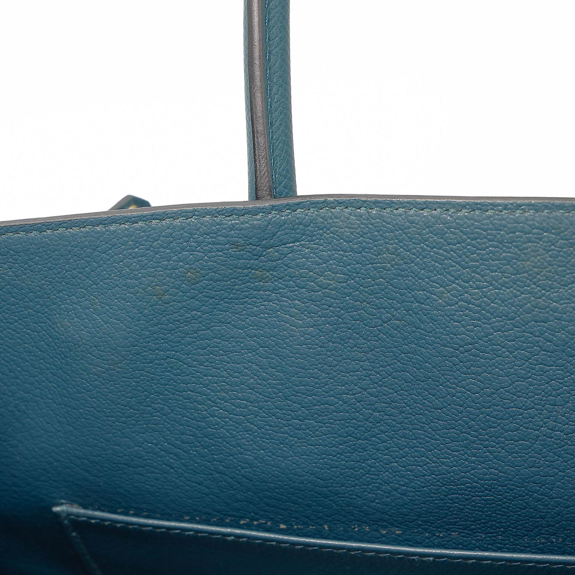 Very Good ( Rank A) HERMÈS Birkin 30 Colvert (1P) Epsom Palladium hardware T (2015) - 28