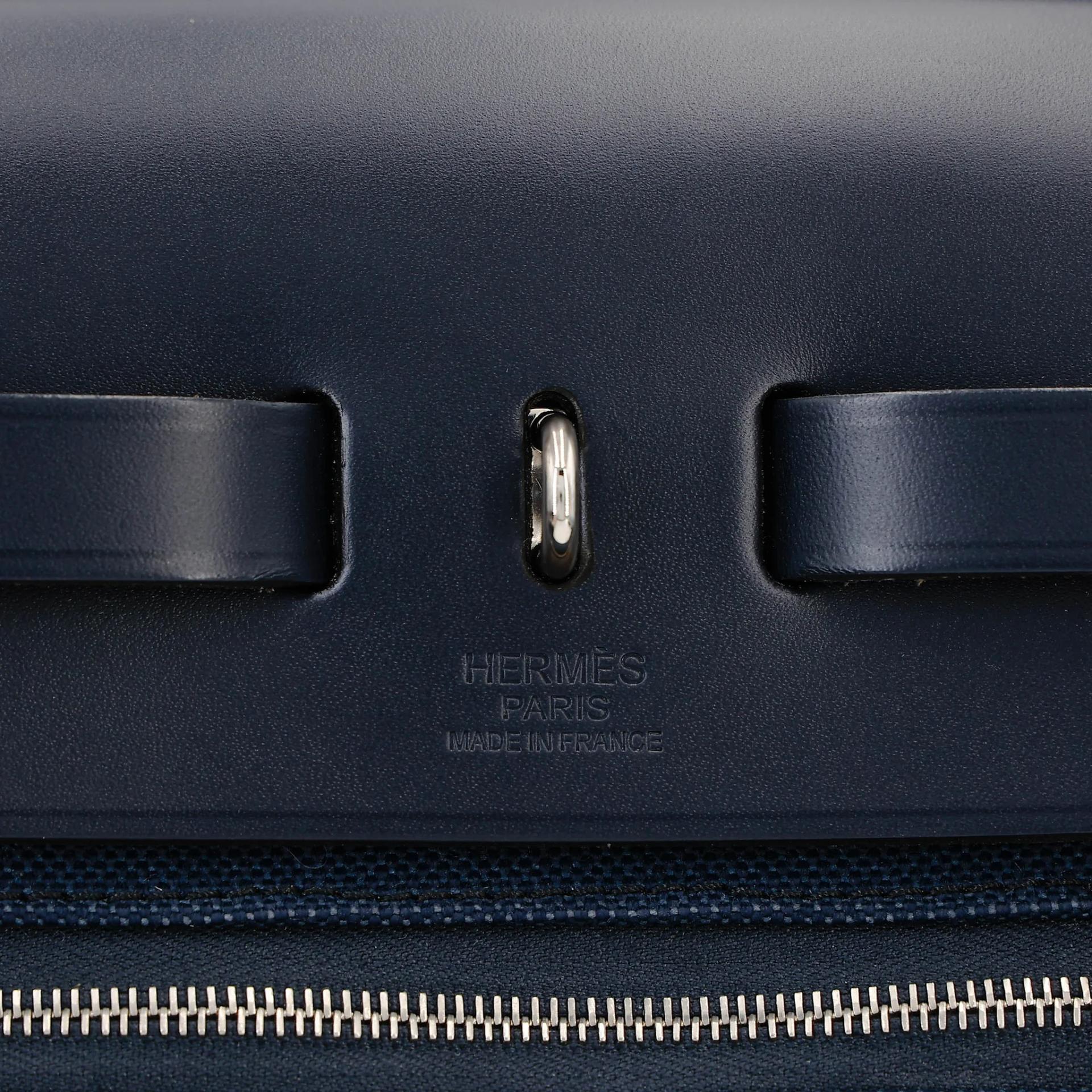 Very Good ( Rank A) HERMÈS Herbag PM Blue Marine (78) Rouge H (55) Vache Hunter Palladium hardware T (2015) - 12