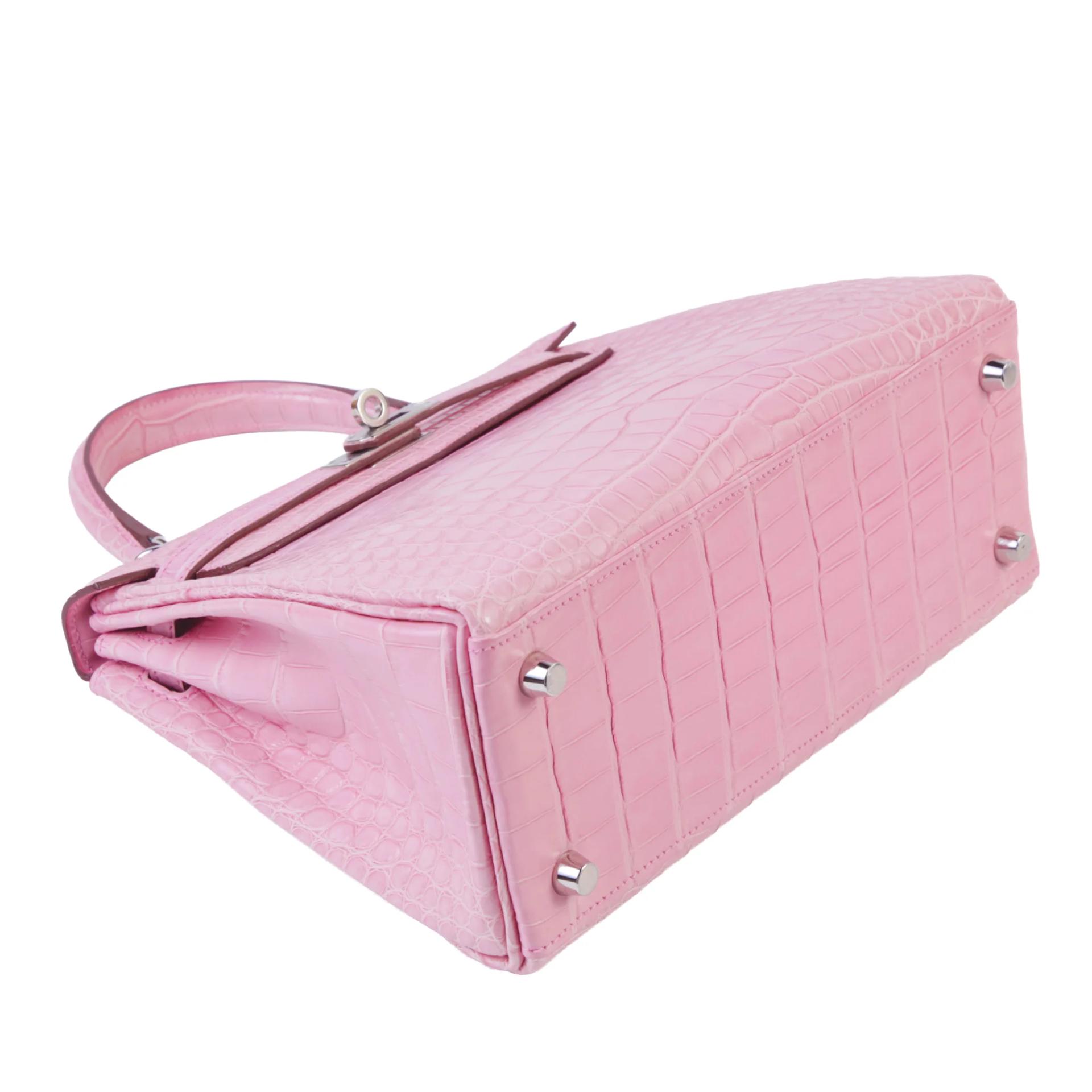 SA超美品 HERMÈS 愛馬仕 Kelly 25 5P 粉色 Pink □ 短吻鱷 霧面 銀扣 D刻 2019年 - 4