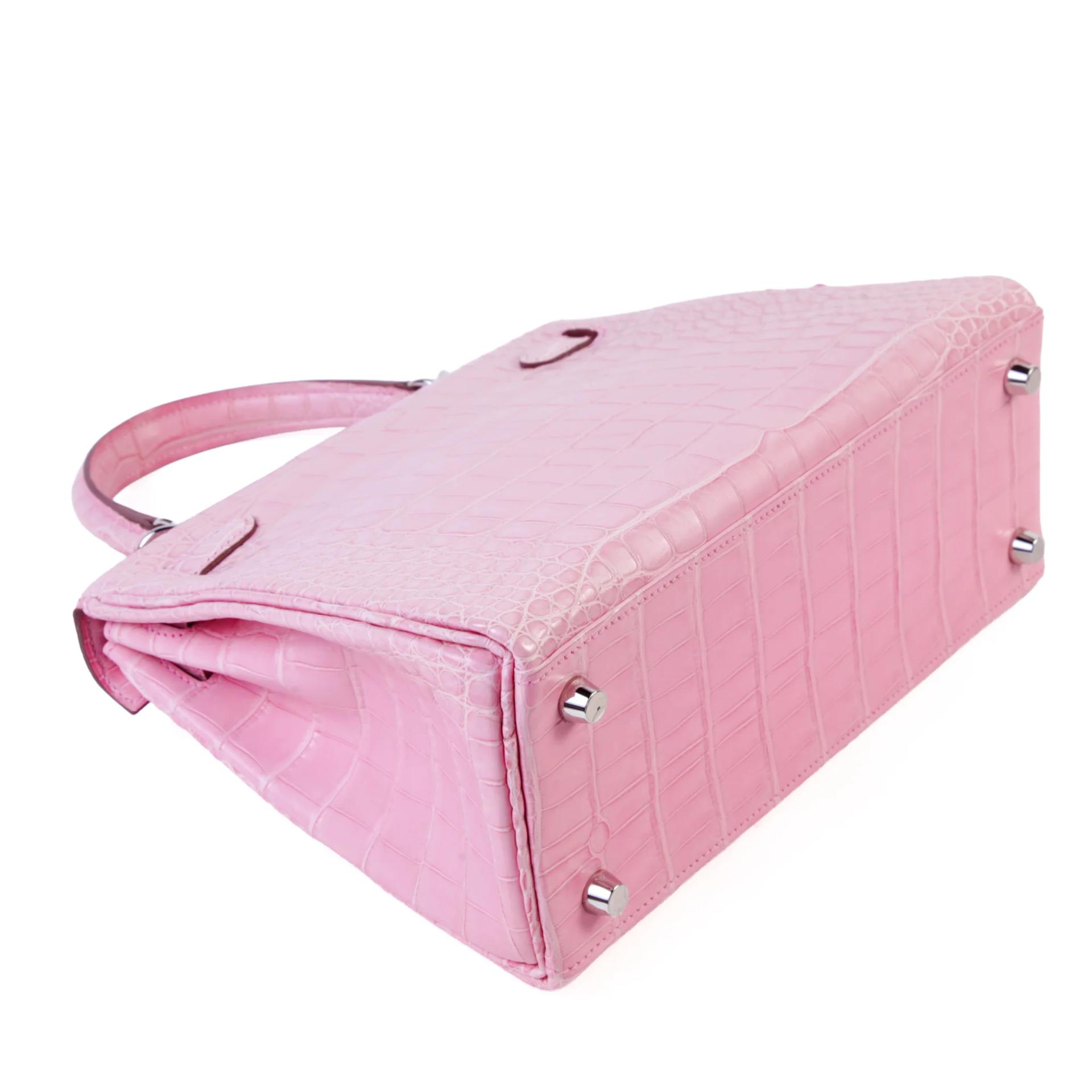 SA超美品 HERMÈS 愛馬仕 Kelly 25 5P 粉色 Pink □ 短吻鱷 霧面 銀扣 D刻 2019年 - 6