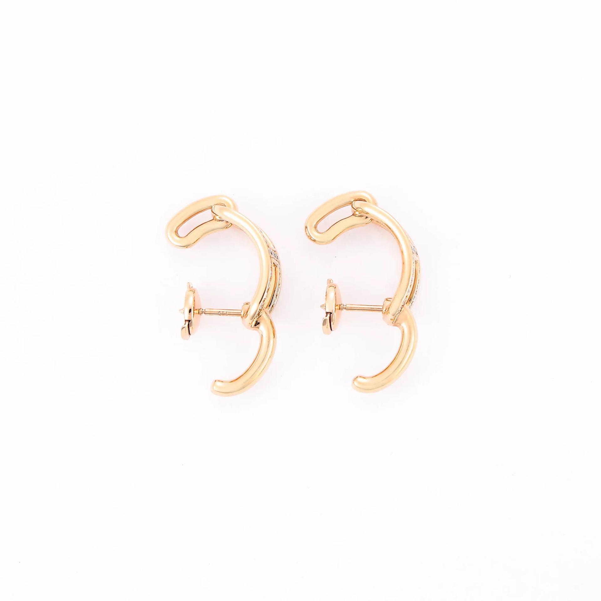 Excellent ( Rank SA ) HERMÈS Adage Earrings Rose Gold 18K Rose Gold Diamond - 4