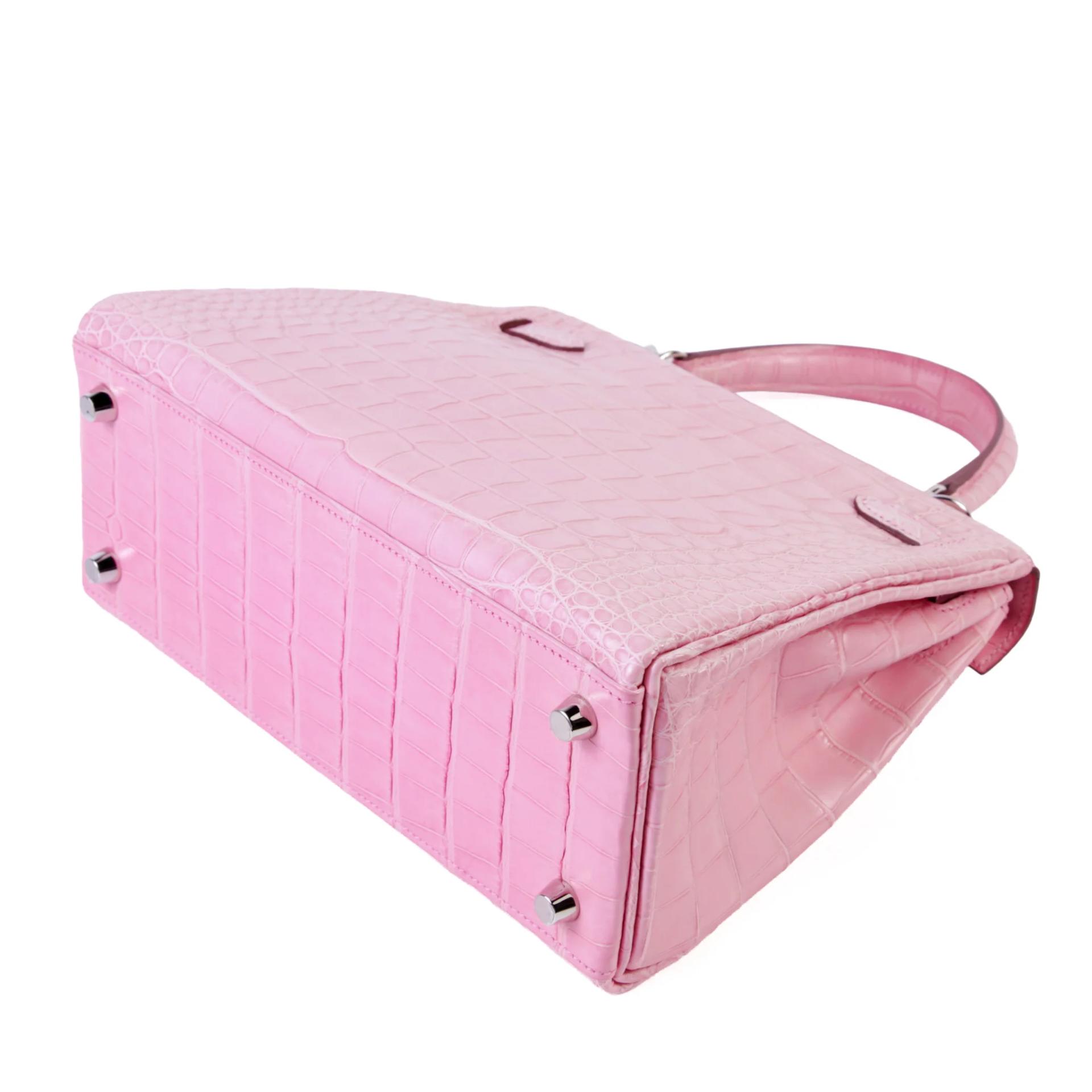 SA超美品 HERMÈS 愛馬仕 Kelly 25 5P 粉色 Pink □ 短吻鱷 霧面 銀扣 D刻 2019年 - 7