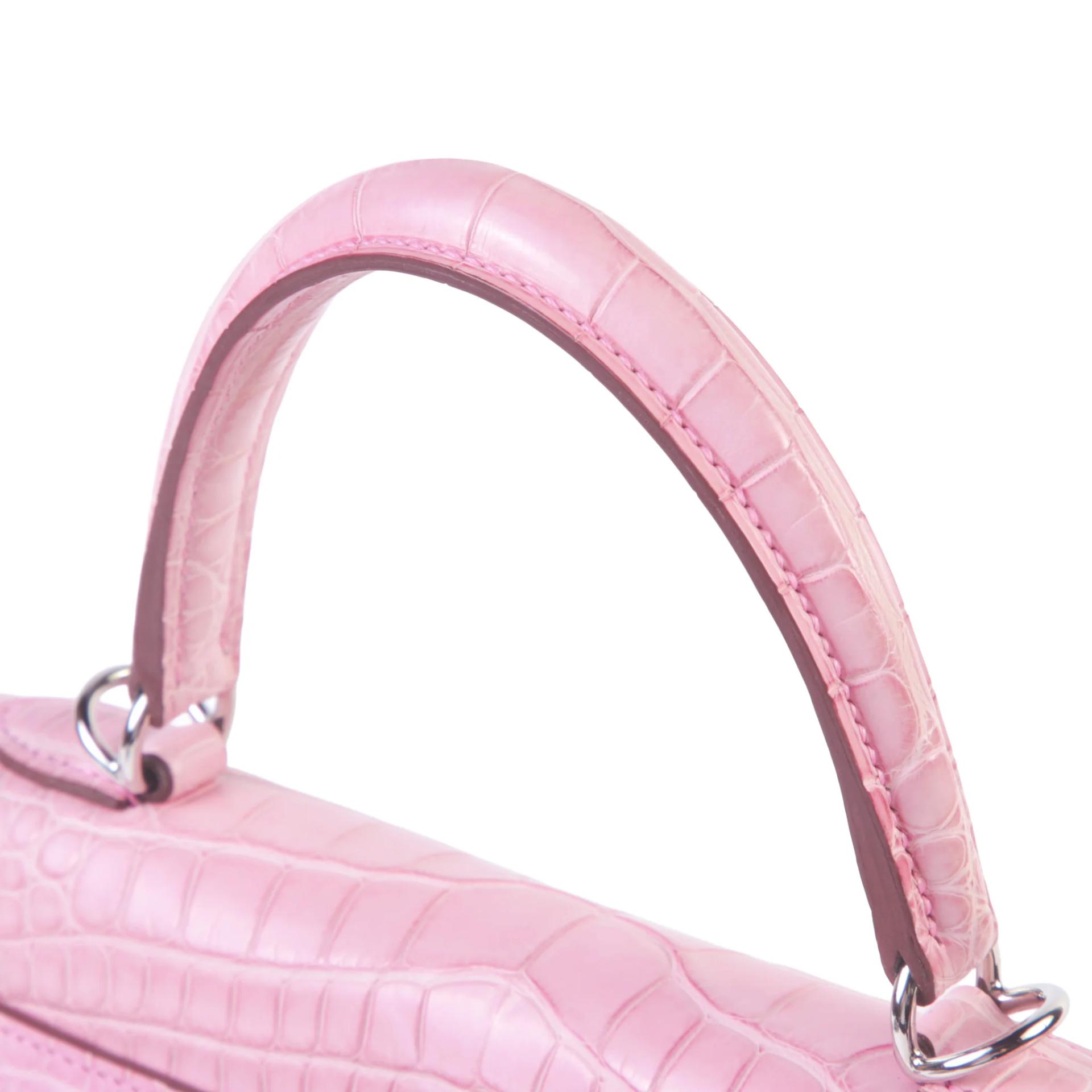 SA超美品 HERMÈS 愛馬仕 Kelly 25 5P 粉色 Pink □ 短吻鱷 霧面 銀扣 D刻 2019年 - 3
