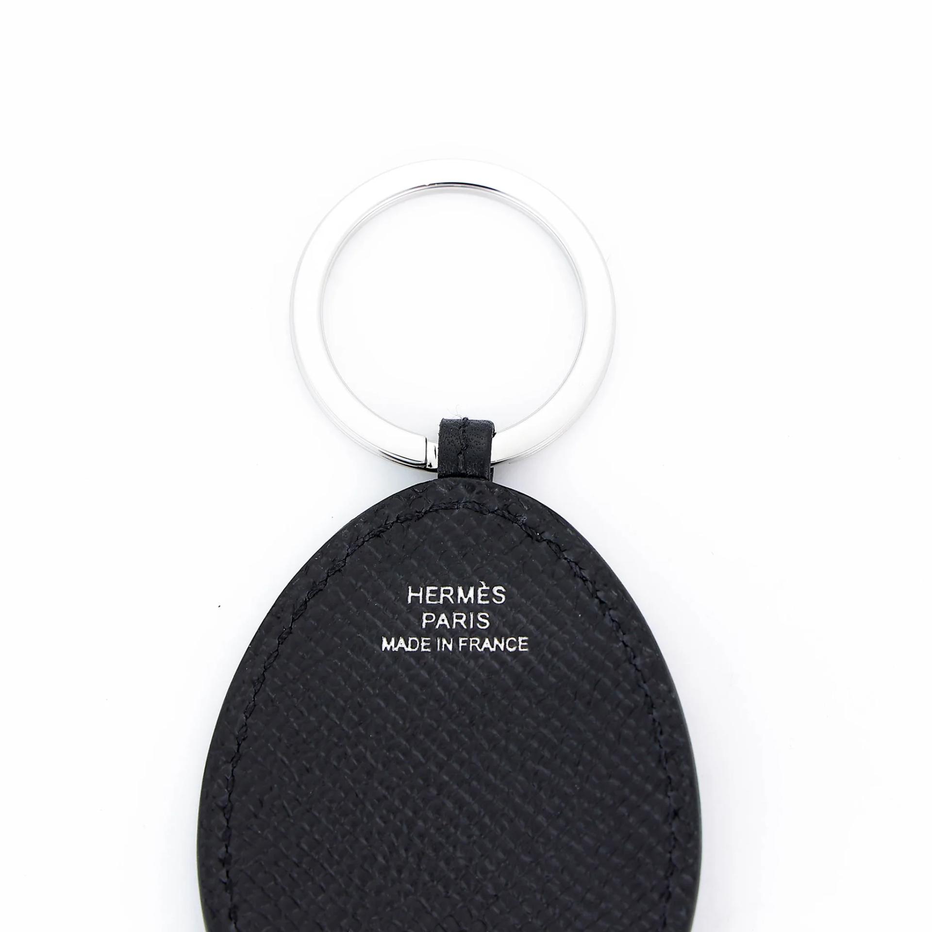 Brand New ( Rank N ) HERMÈS Poulpe Key Ring Noir (89) Epsom Palladium hardware W (2024) - 5