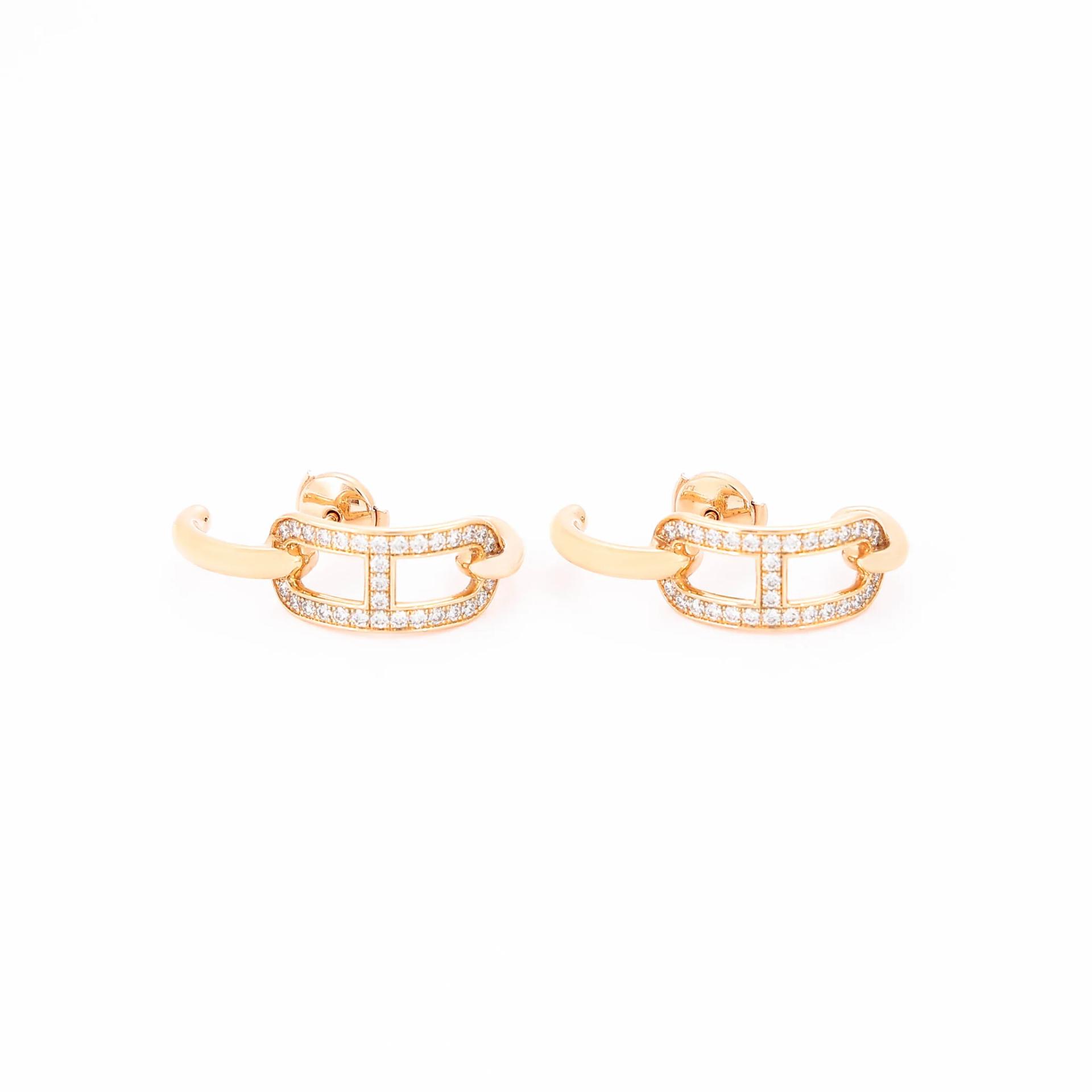 Excellent ( Rank SA ) HERMÈS Adage Earrings Rose Gold 18K Rose Gold Diamond - 6