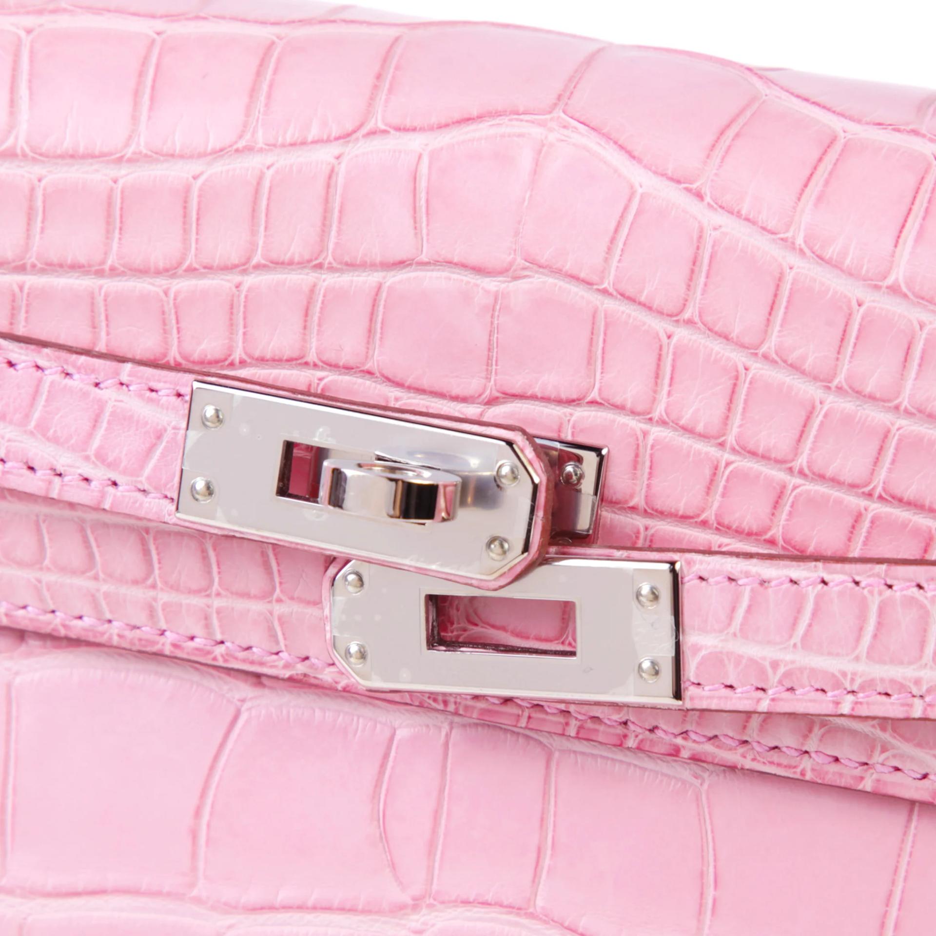 SA超美品 HERMÈS 愛馬仕 Kelly 25 5P 粉色 Pink □ 短吻鱷 霧面 銀扣 D刻 2019年 - 8