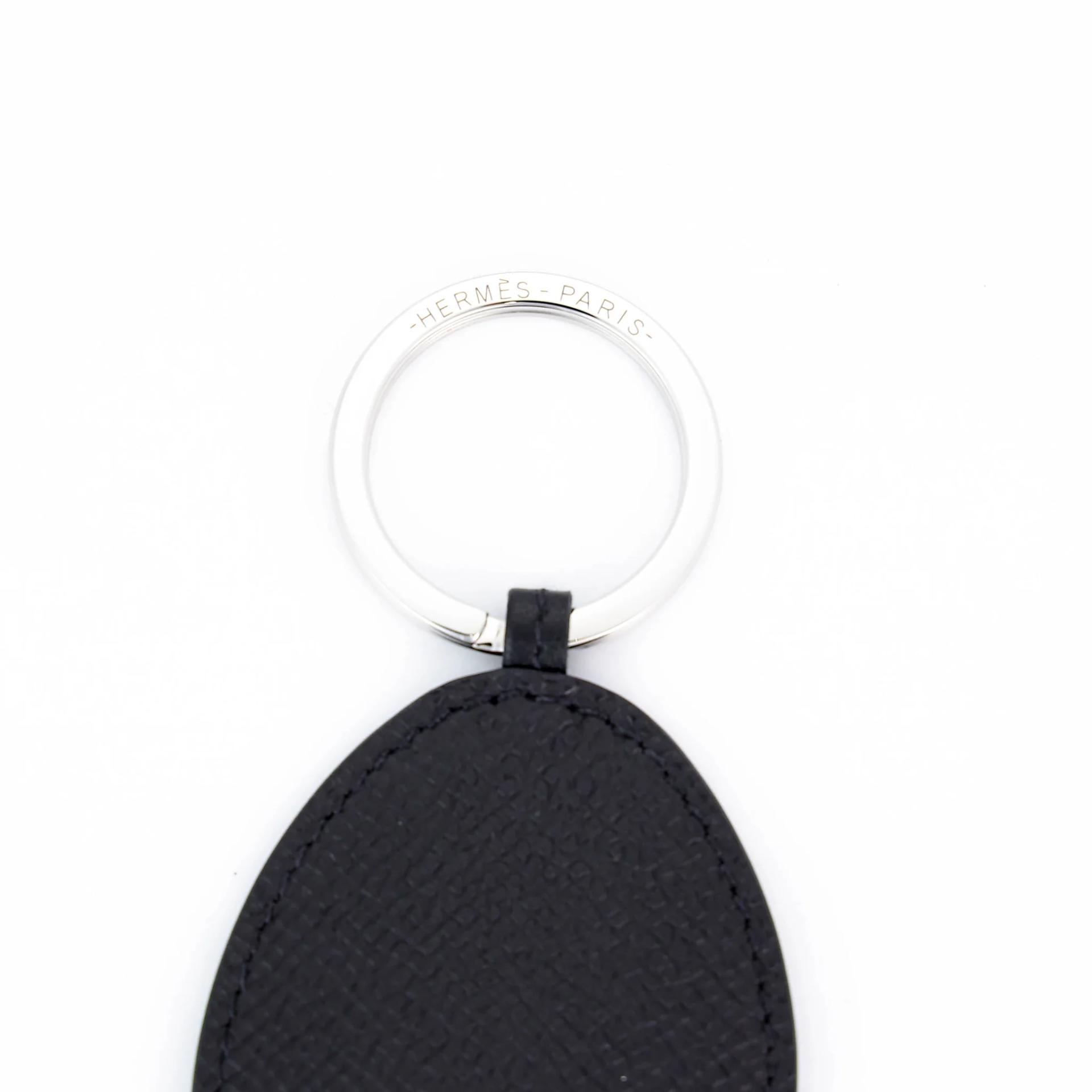 Brand New ( Rank N ) HERMÈS Poulpe Key Ring Noir (89) Epsom Palladium hardware W (2024) - 4