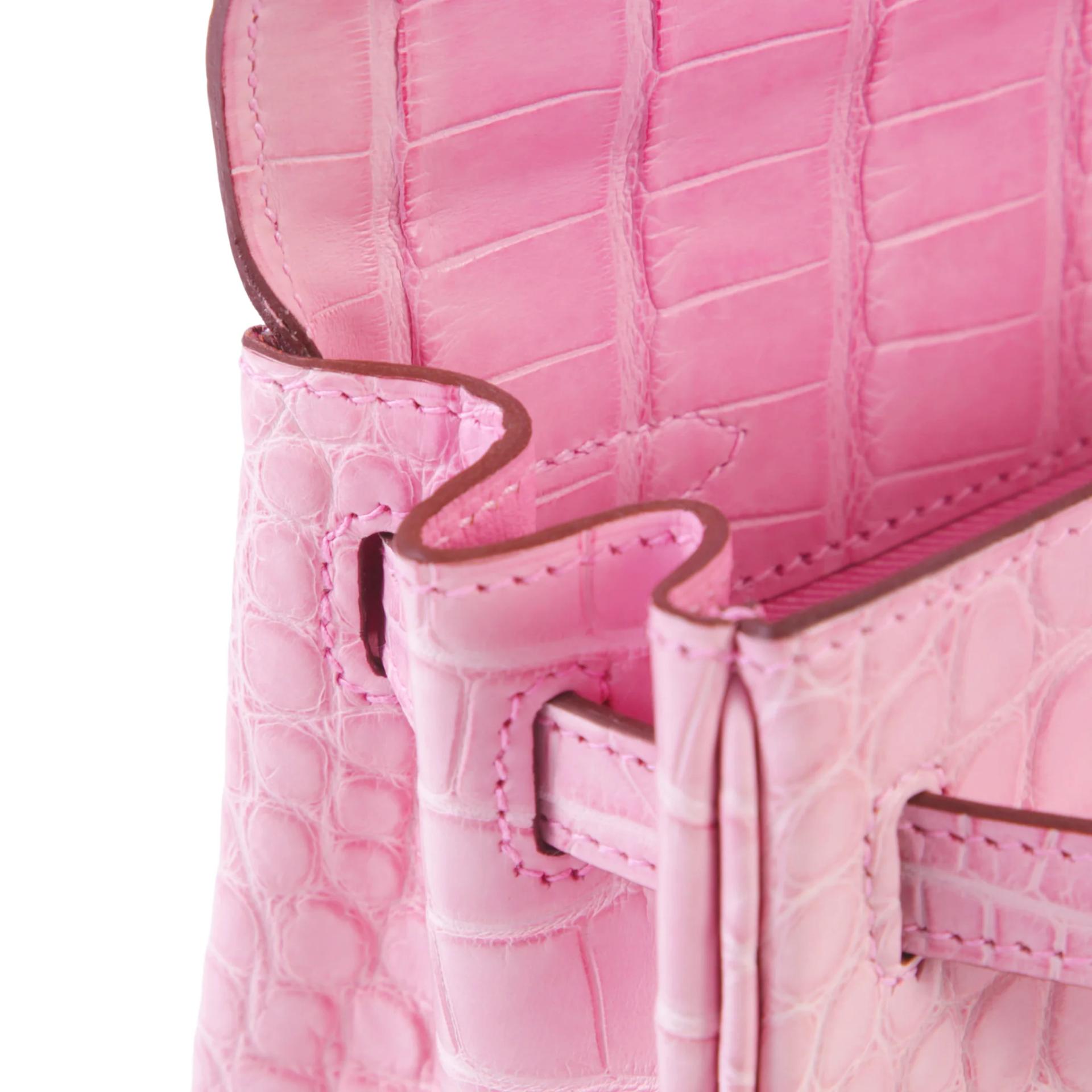 SA超美品 HERMÈS 愛馬仕 Kelly 25 5P 粉色 Pink □ 短吻鱷 霧面 銀扣 D刻 2019年 - 12
