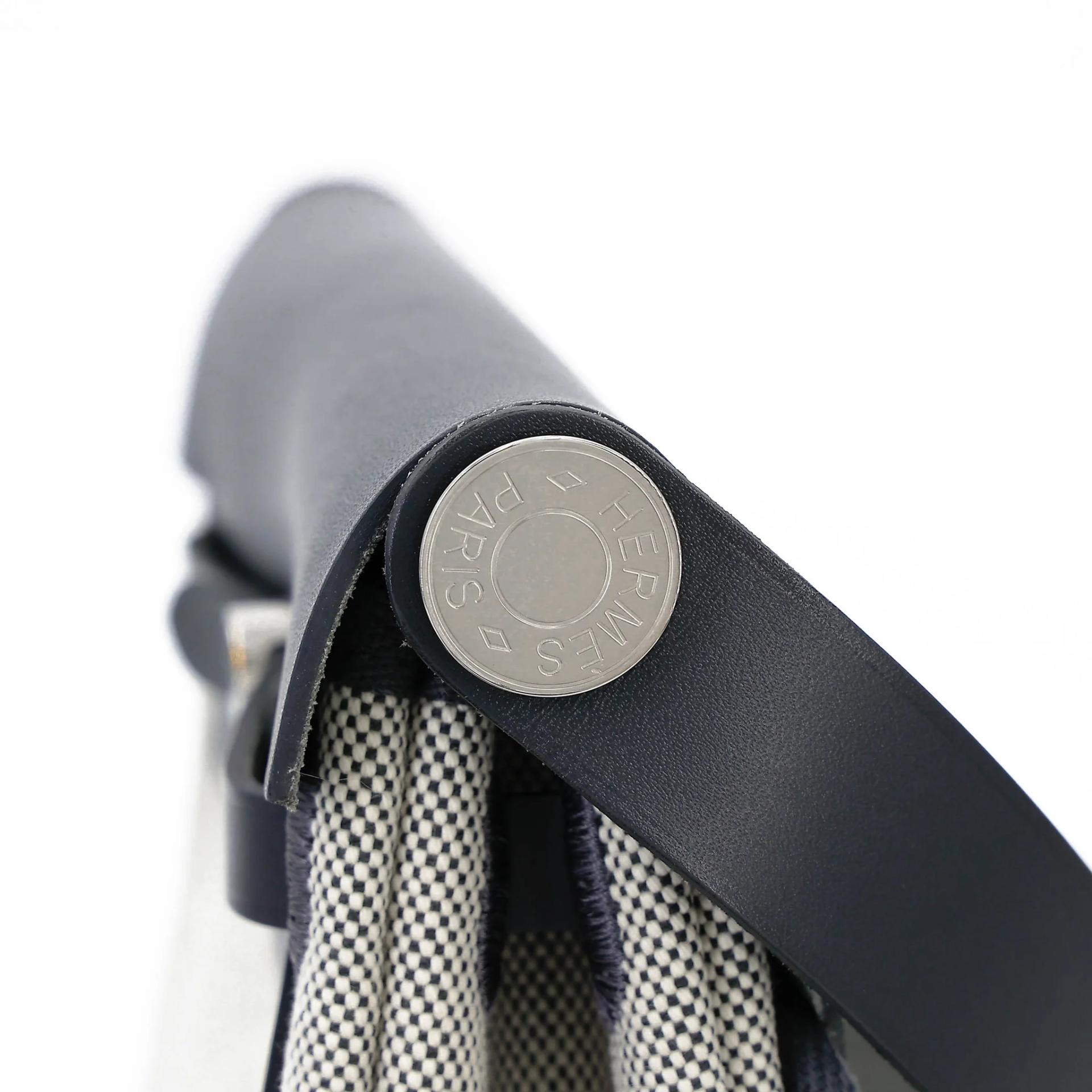 Brand New ( Rank N ) HERMÈS Herbag Mini TPM Ardoise (85) Vache Hunter Toile H canvas Palladium hardware G (2026) - 11