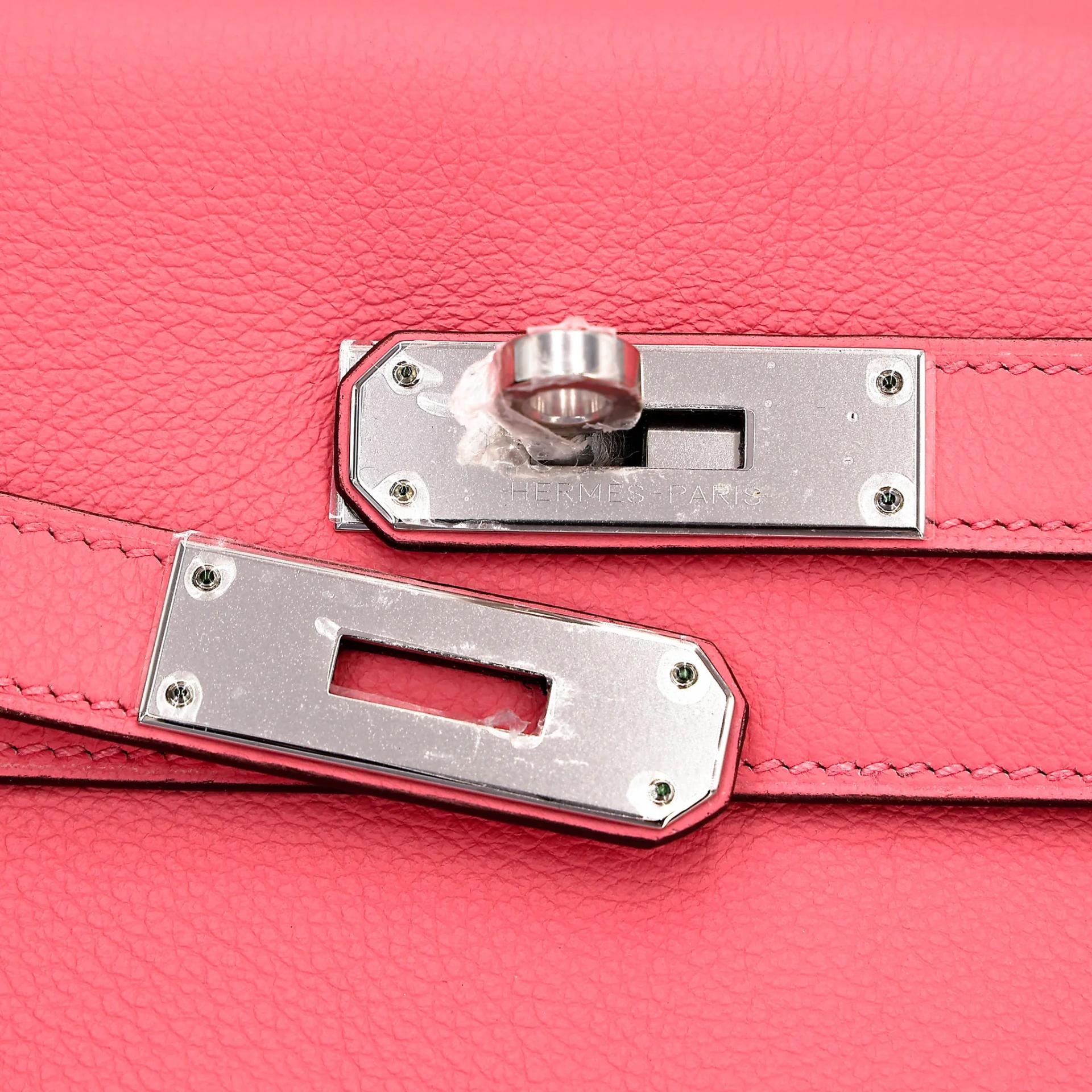 Unused ( Rank NS ) HERMÈS Kelly 32 Verso Rose d’Ete (K4) Terre Battue (R1) Evercolor Palladium hardware Y (2020) - 8