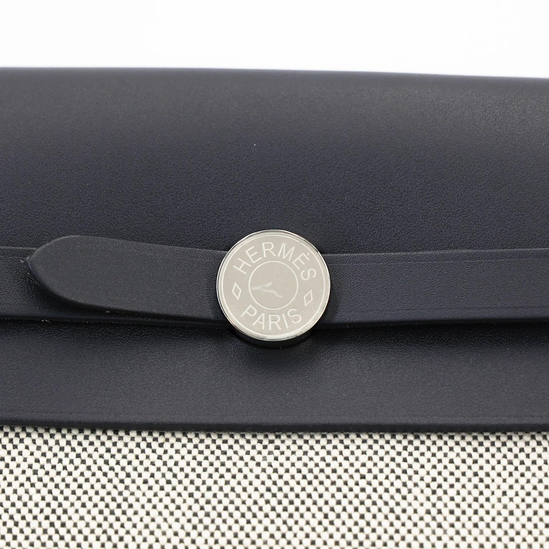 Brand New ( Rank N ) HERMÈS Herbag Mini TPM Ardoise (85) Vache Hunter Toile H canvas Palladium hardware G (2026) - 13