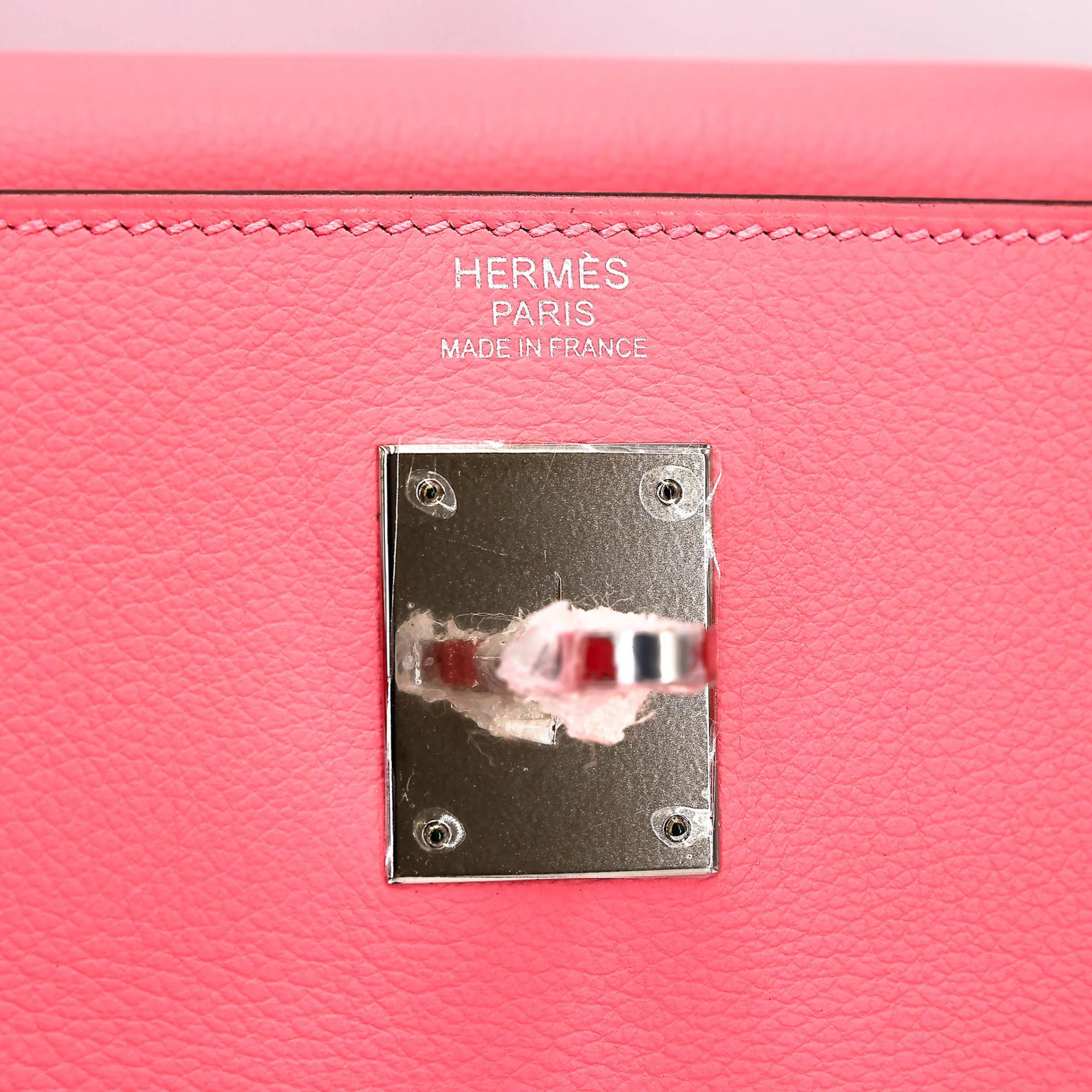 Unused ( Rank NS ) HERMÈS Kelly 32 Verso Rose d’Ete (K4) Terre Battue (R1) Evercolor Palladium hardware Y (2020) - 13