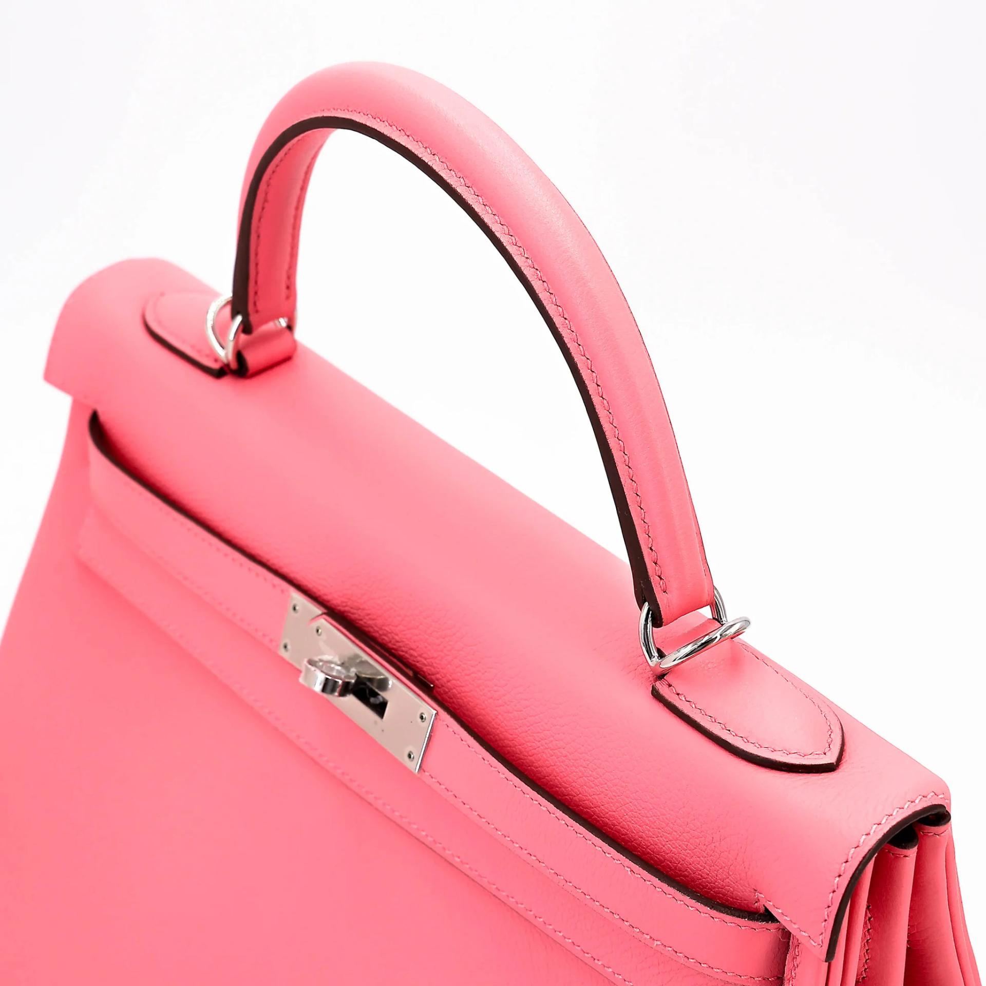 Unused ( Rank NS ) HERMÈS Kelly 32 Verso Rose d’Ete (K4) Terre Battue (R1) Evercolor Palladium hardware Y (2020) - 3