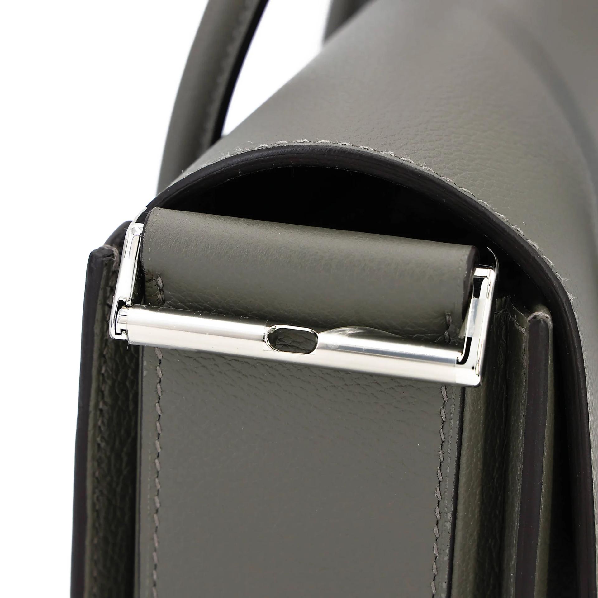 Unused ( Rank NS ) HERMÈS New Drag 22 Gris Meyer (0L) Evercolor Palladium hardware B (2023) - 13