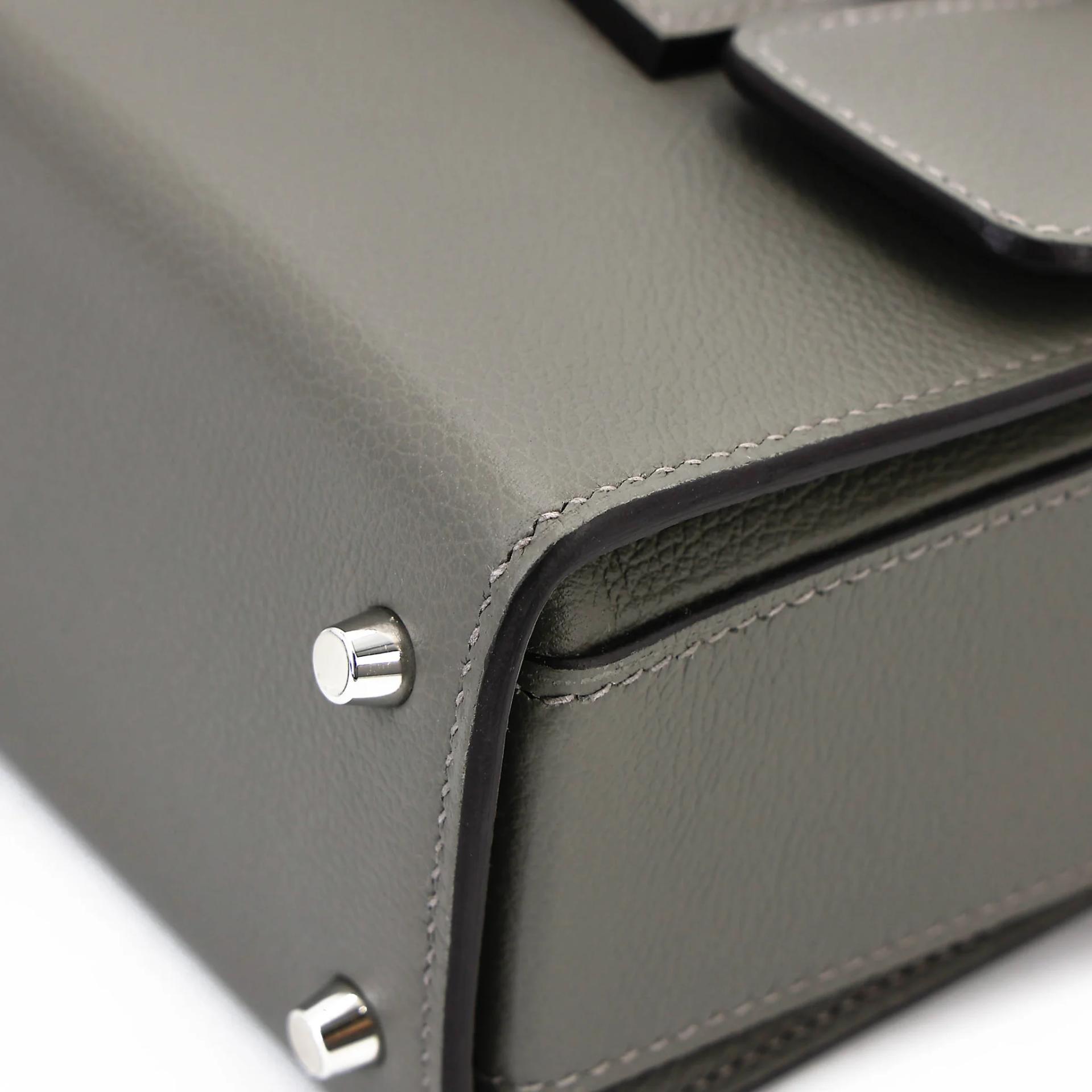 Unused ( Rank NS ) HERMÈS New Drag 22 Gris Meyer (0L) Evercolor Palladium hardware B (2023) - 8