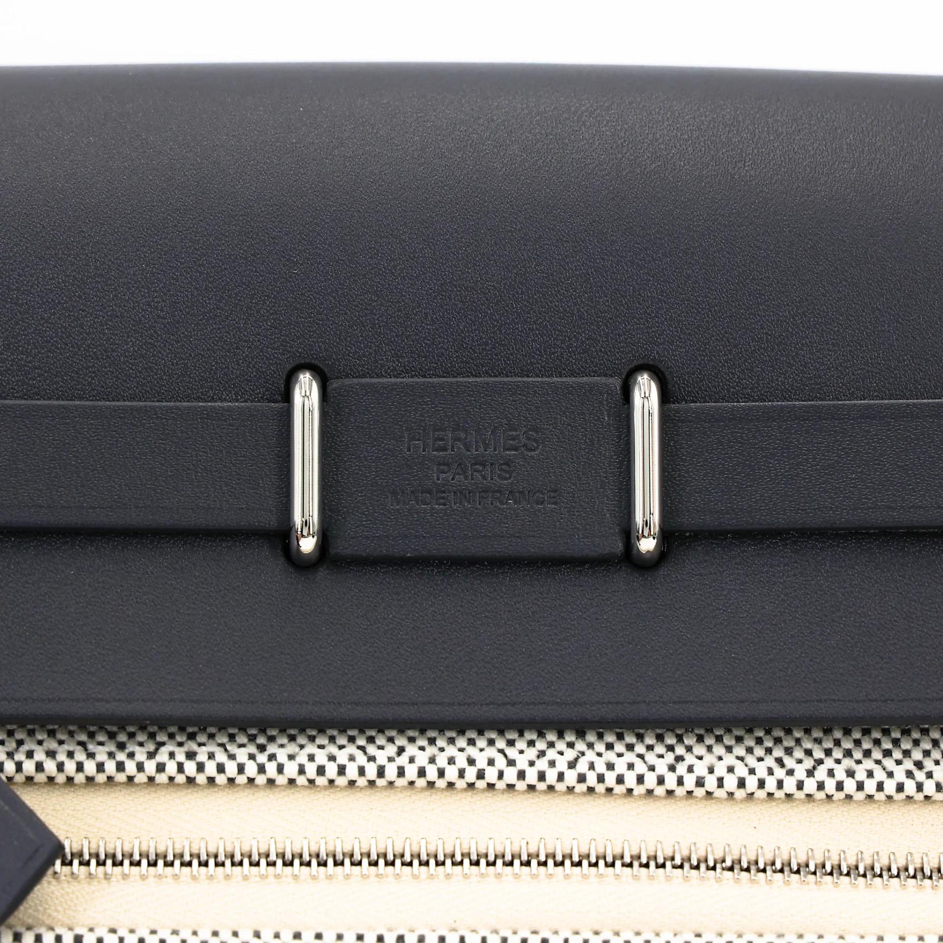 Brand New ( Rank N ) HERMÈS Herbag Mini TPM Ardoise (85) Vache Hunter Toile H canvas Palladium hardware G (2026) - 10