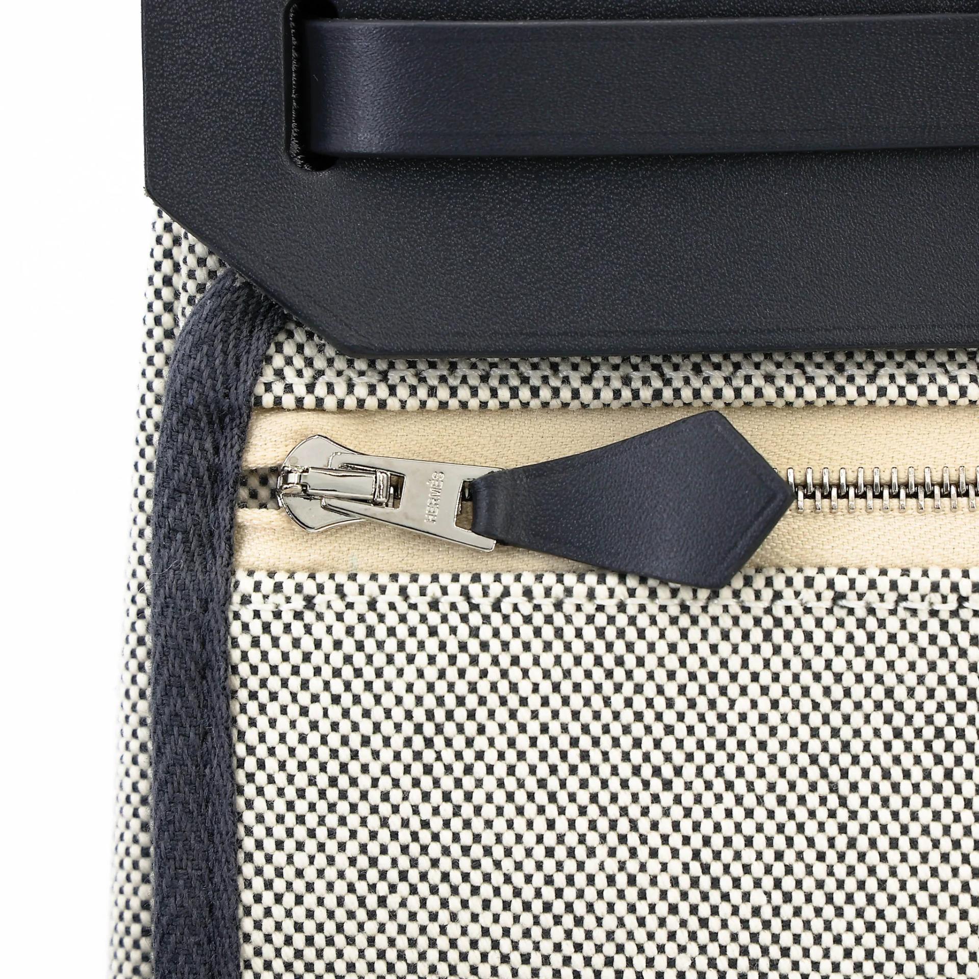 Brand New ( Rank N ) HERMÈS Herbag Mini TPM Ardoise (85) Vache Hunter Toile H canvas Palladium hardware G (2026) - 8