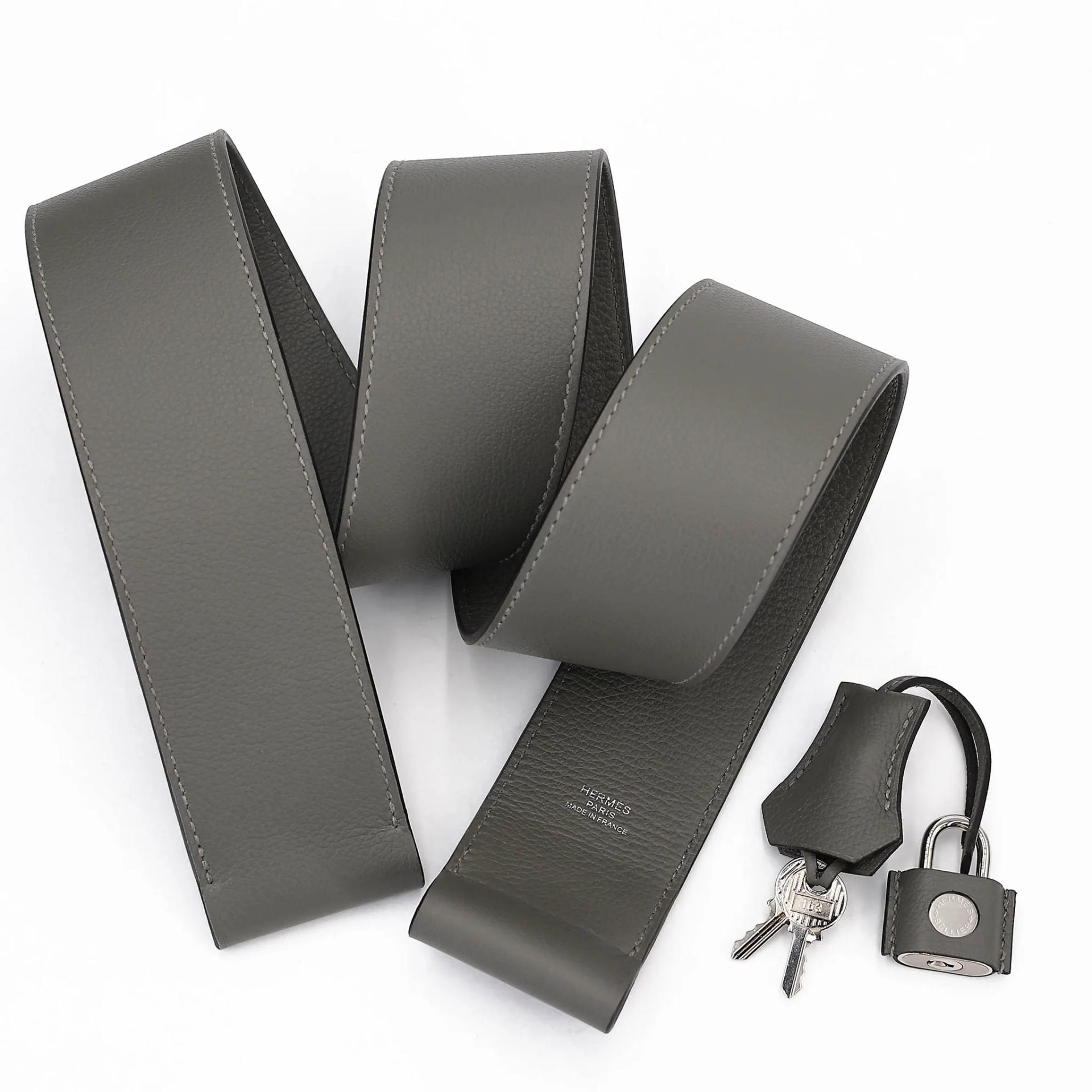Unused ( Rank NS ) HERMÈS New Drag 22 Gris Meyer (0L) Evercolor Palladium hardware B (2023) - 20