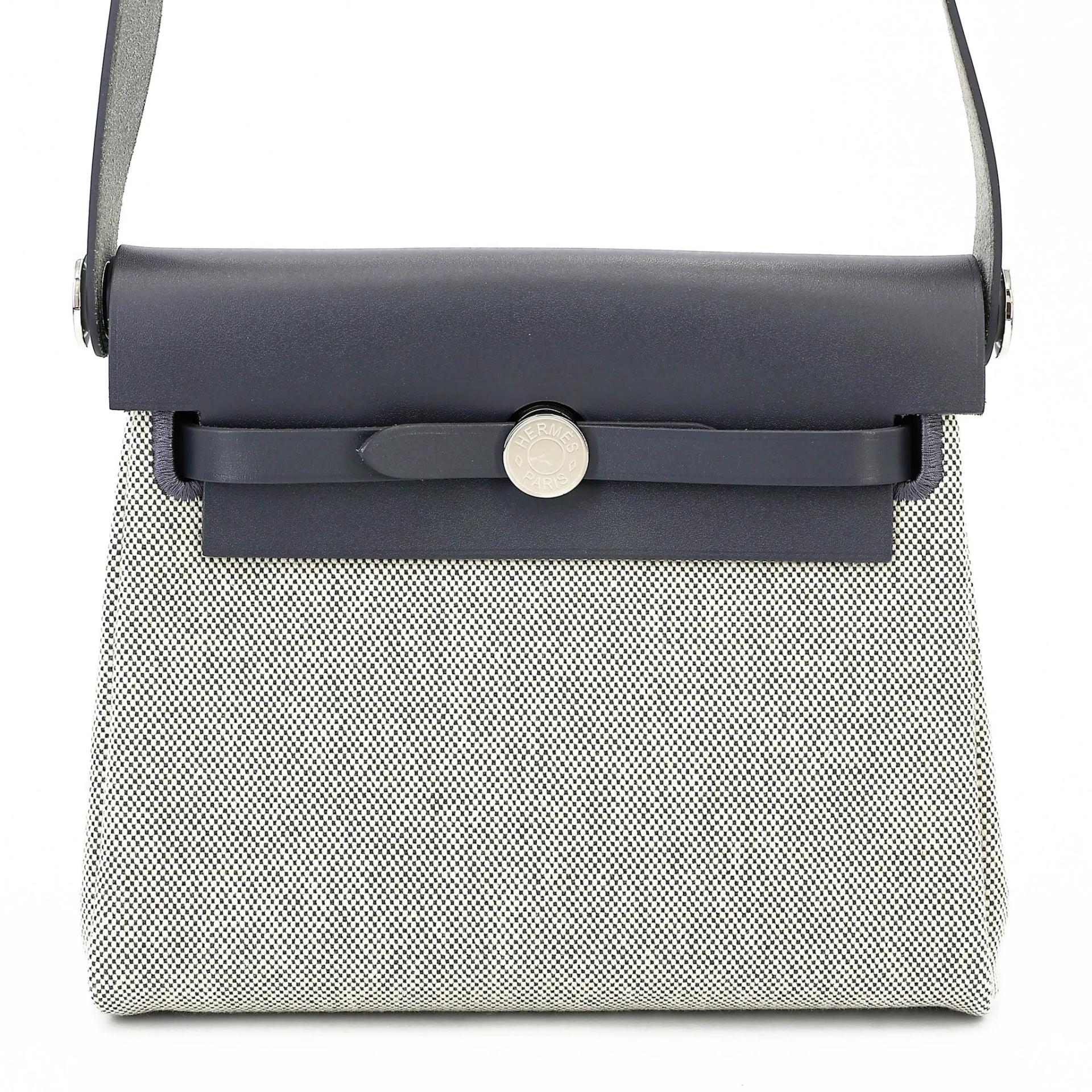 Brand New ( Rank N ) HERMÈS Herbag Mini TPM Ardoise (85) Vache Hunter Toile H canvas Palladium hardware G (2026) - 1