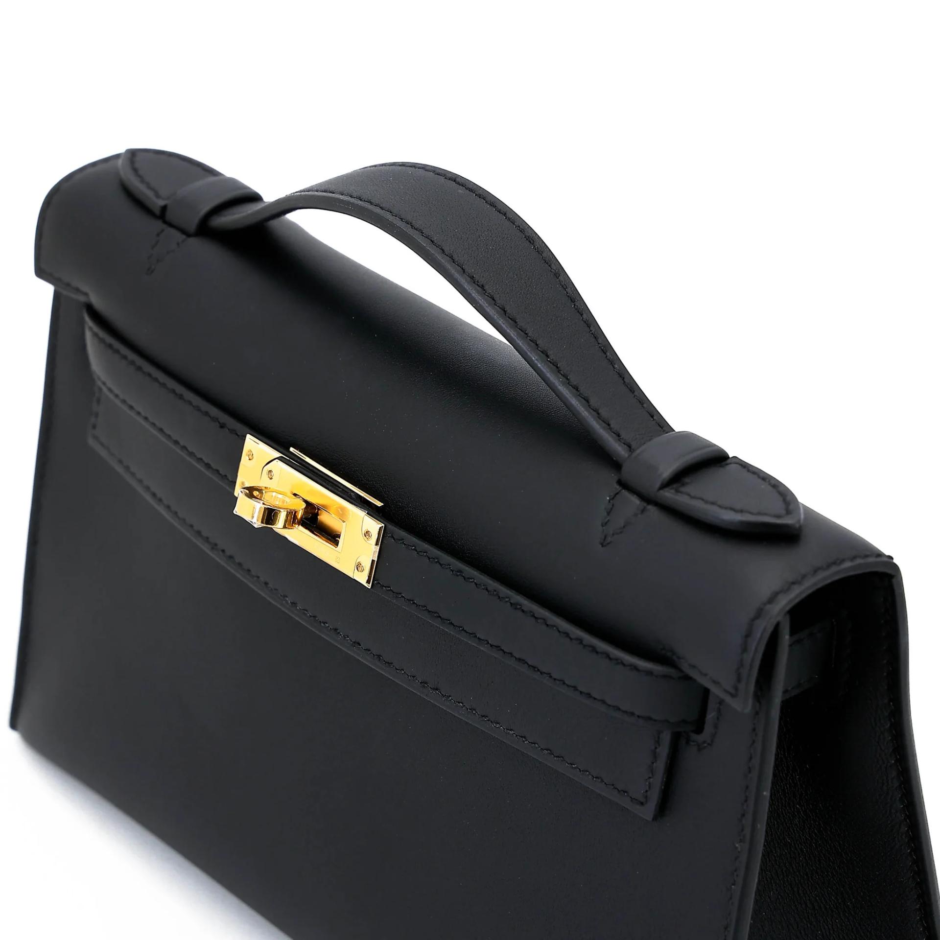 Brand New ( Rank N ) HERMÈS Kelly Pochette Noir (89) Swift Gold hardware K (2025) - 3
