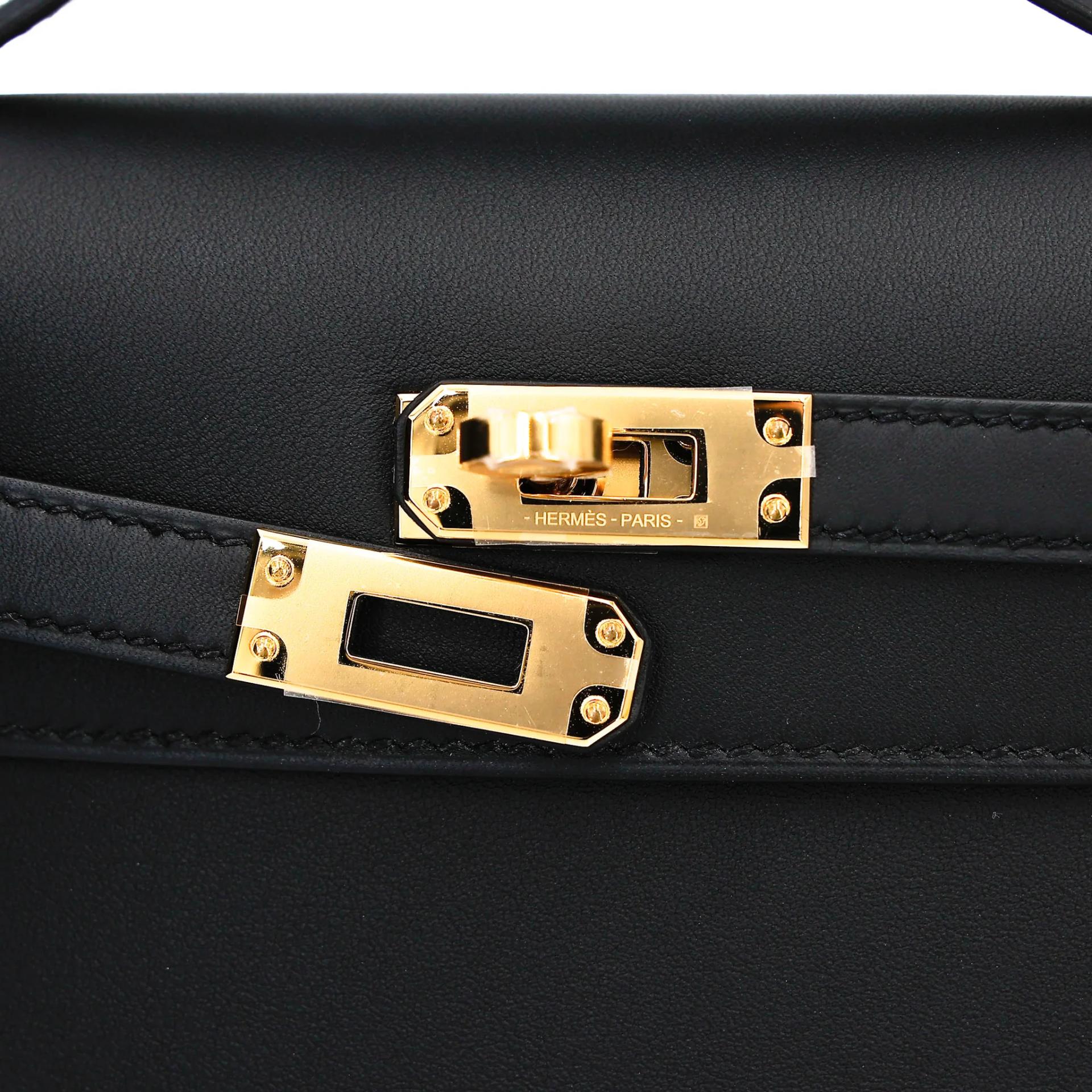 Brand New ( Rank N ) HERMÈS Kelly Pochette Noir (89) Swift Gold hardware K (2025) - 8
