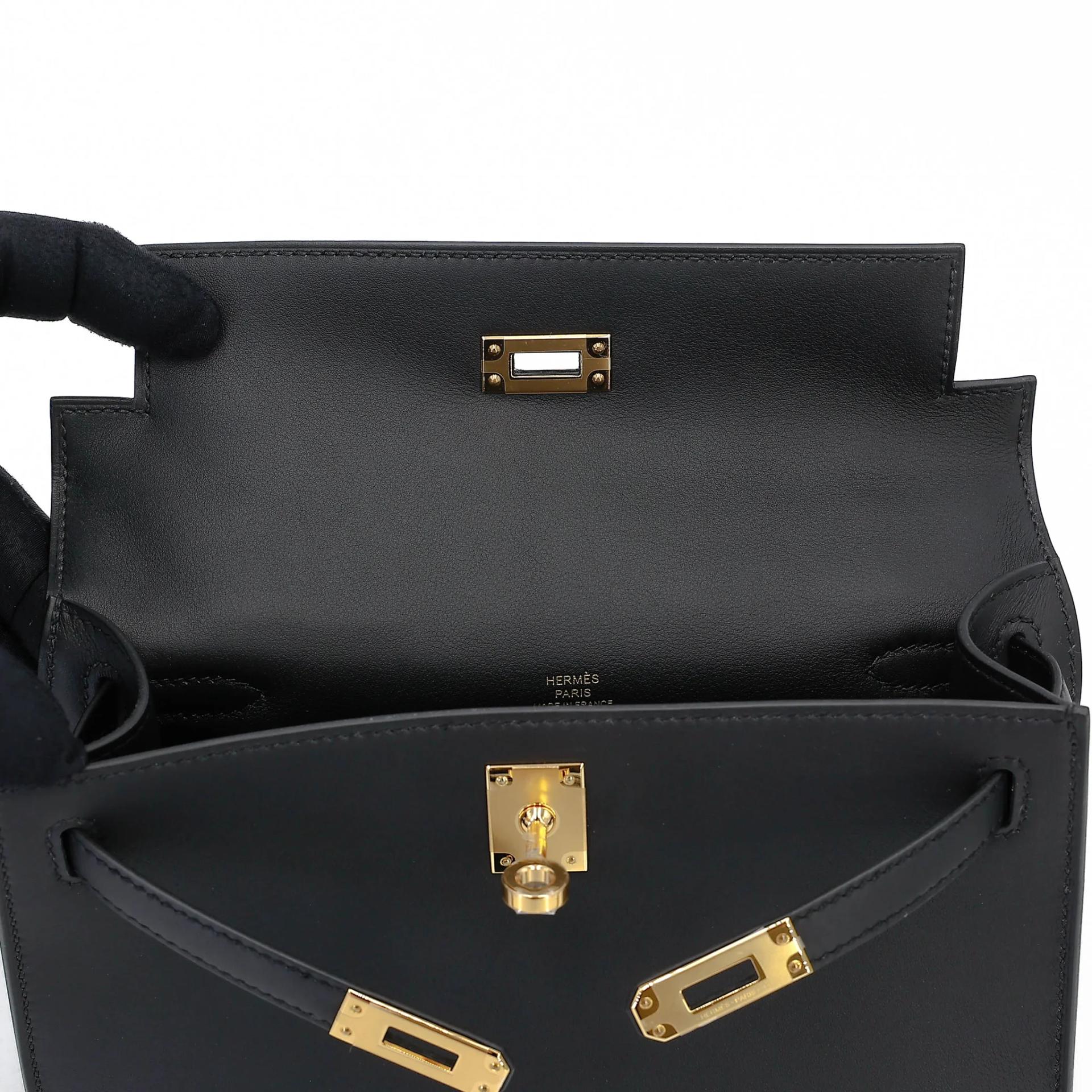 Brand New ( Rank N ) HERMÈS Kelly Pochette Noir (89) Swift Gold hardware K (2025) - 12