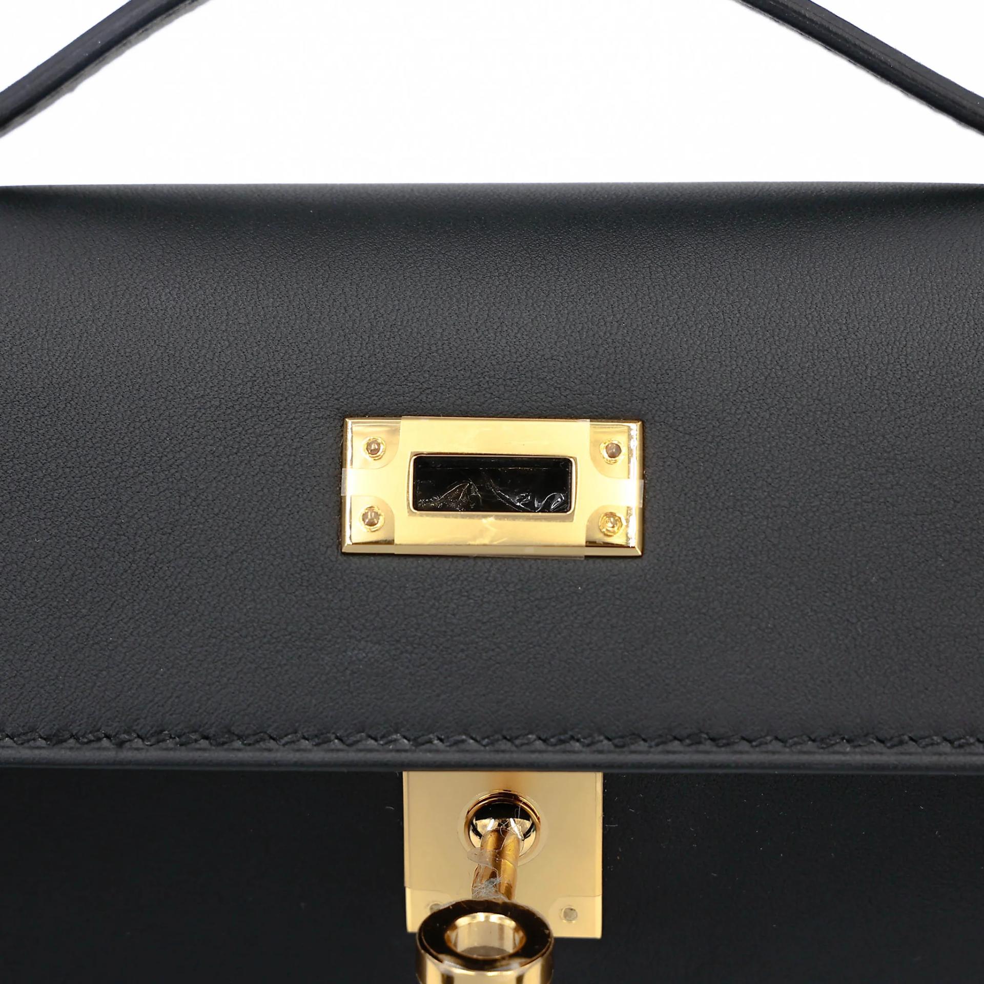 Brand New ( Rank N ) HERMÈS Kelly Pochette Noir (89) Swift Gold hardware K (2025) - 10