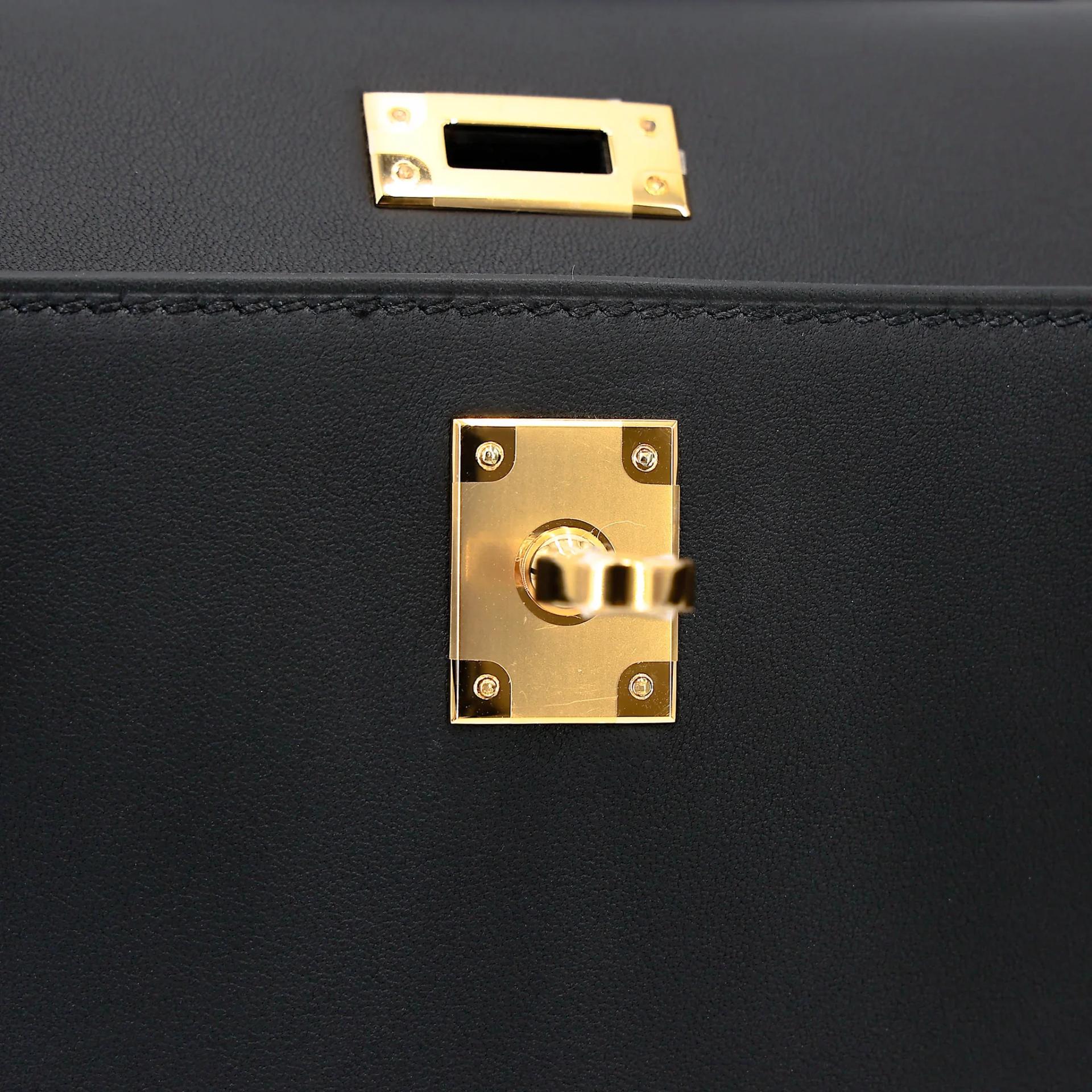 Brand New ( Rank N ) HERMÈS Kelly Pochette Noir (89) Swift Gold hardware K (2025) - 13
