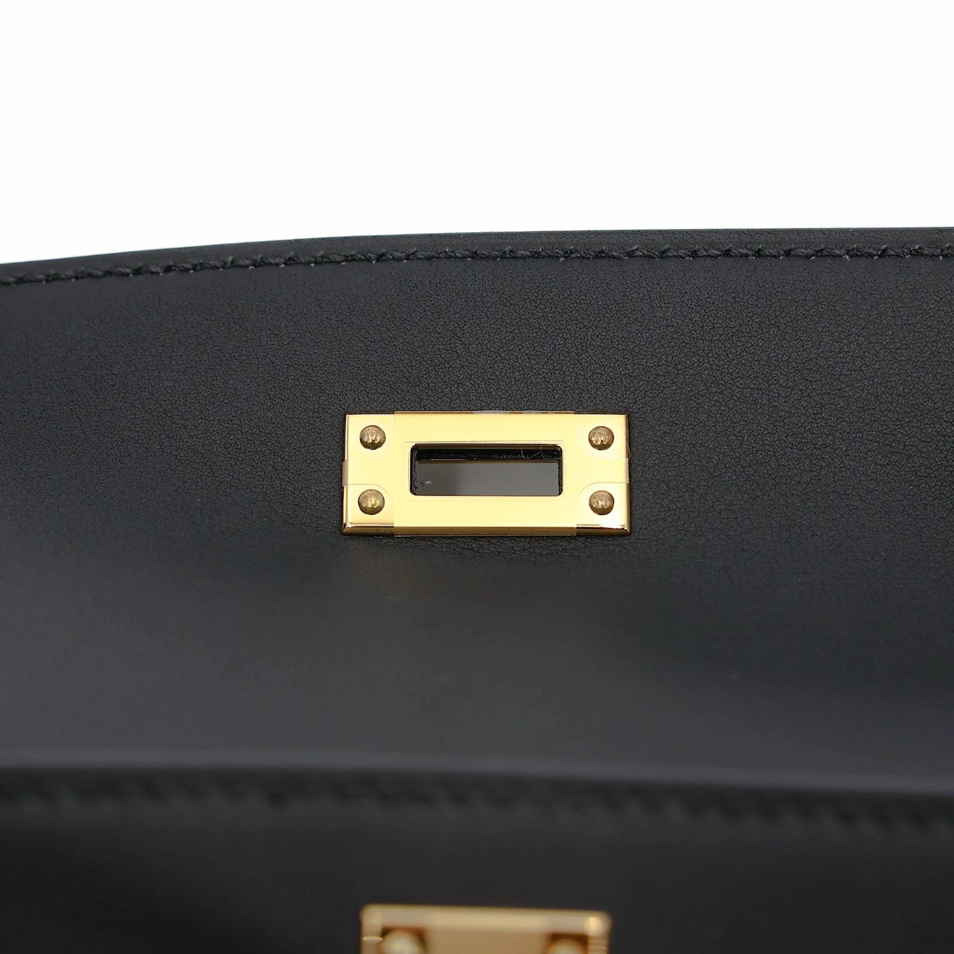 Brand New ( Rank N ) HERMÈS Kelly Pochette Noir (89) Swift Gold hardware K (2025) - 11