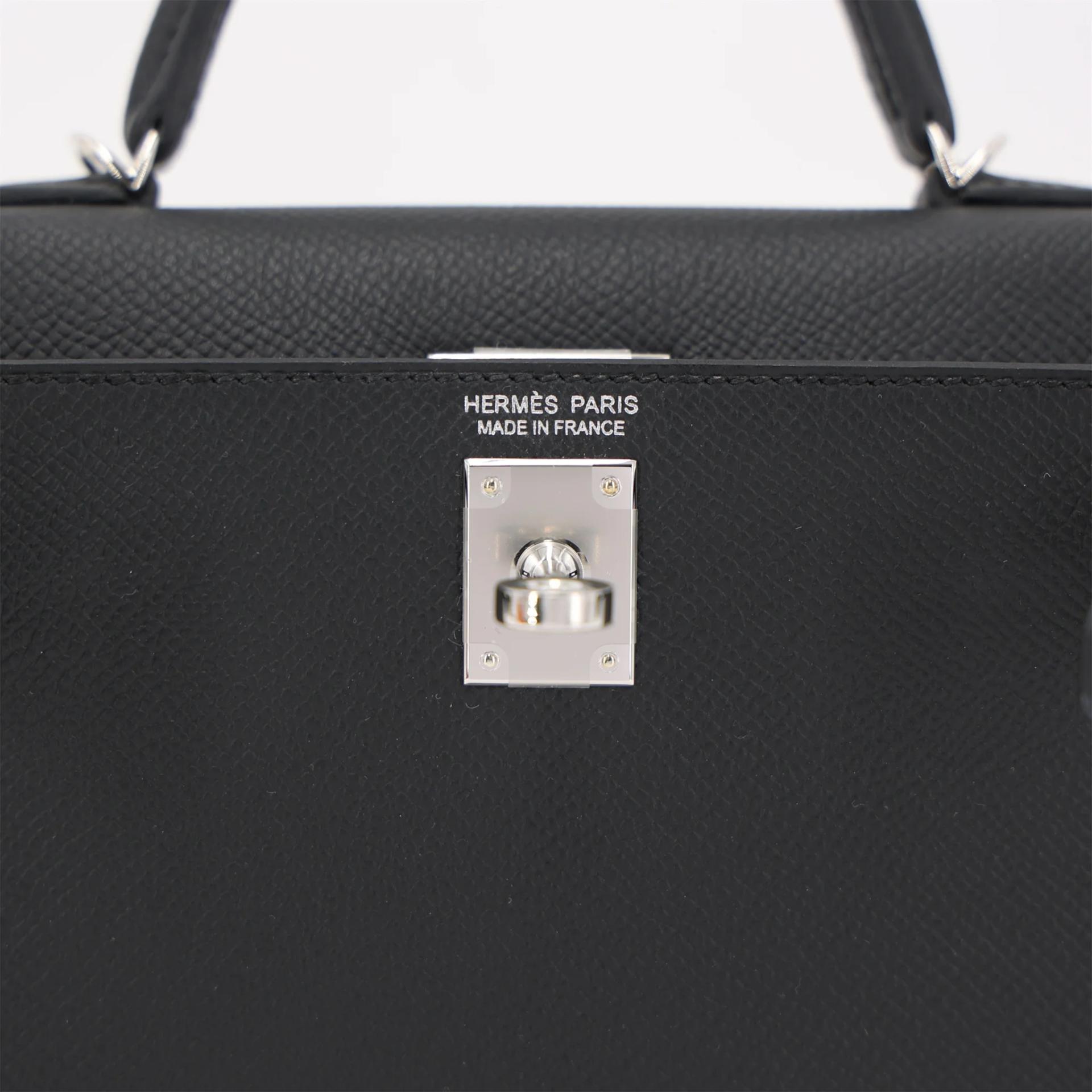 Brand New ( Rank N ) HERMÈS Mini Kelly II Noir (89) Epsom Palladium hardware G (2026) - 10