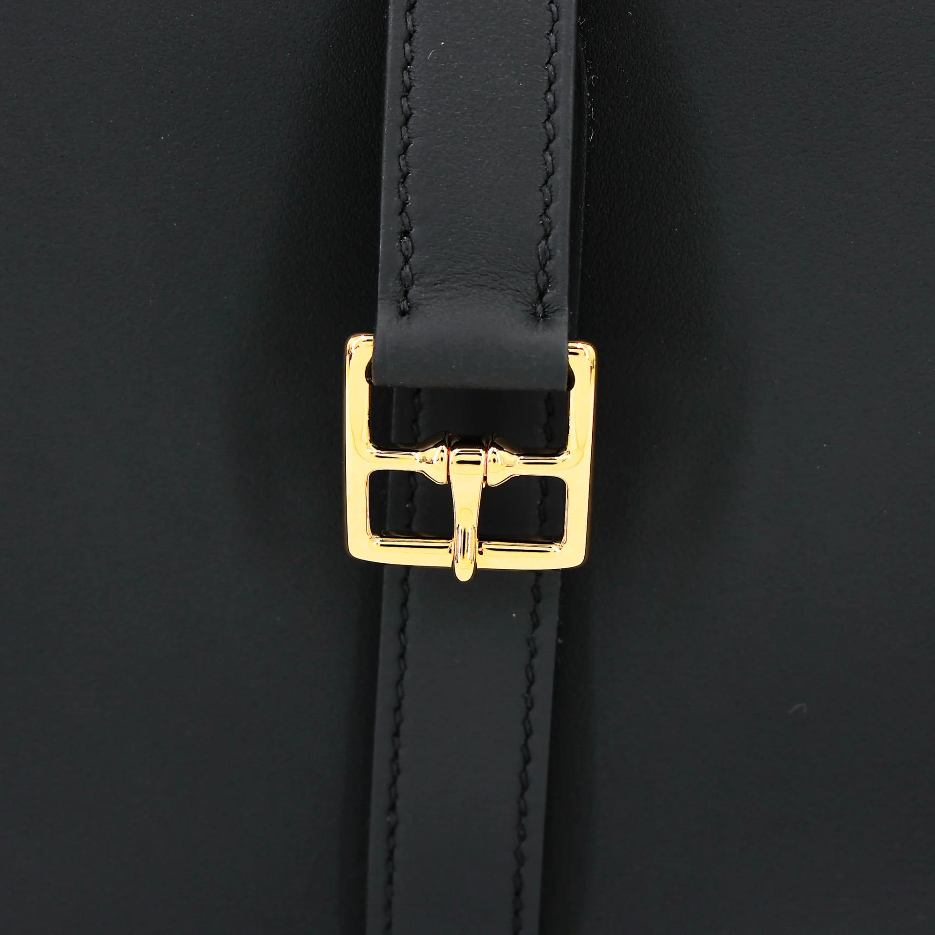 Brand New ( Rank N ) HERMÈS Halzan Mini Noir (89) Swift Gold hardware G (2026) - 7