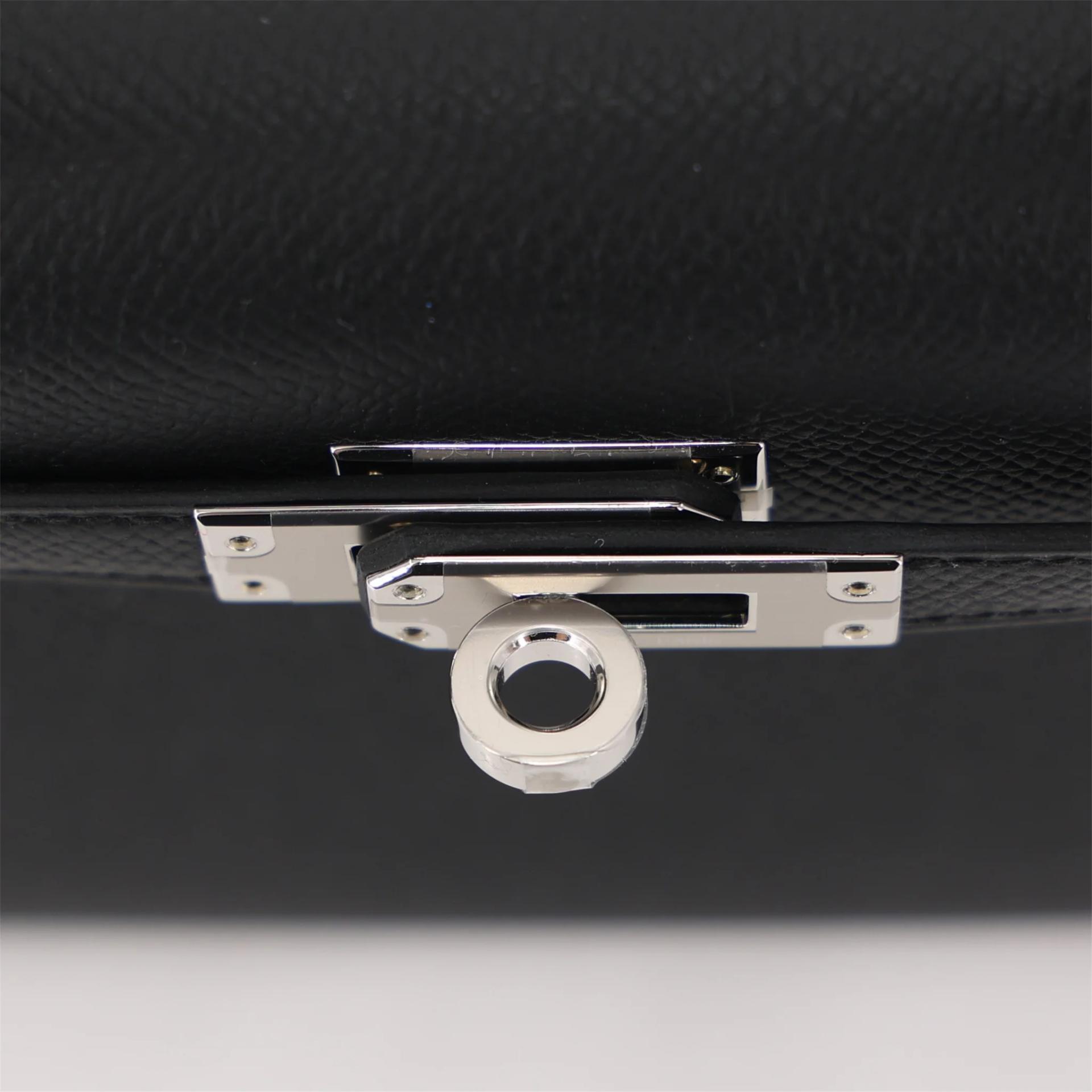 Brand New ( Rank N ) HERMÈS Mini Kelly II Noir (89) Epsom Palladium hardware G (2026) - 9