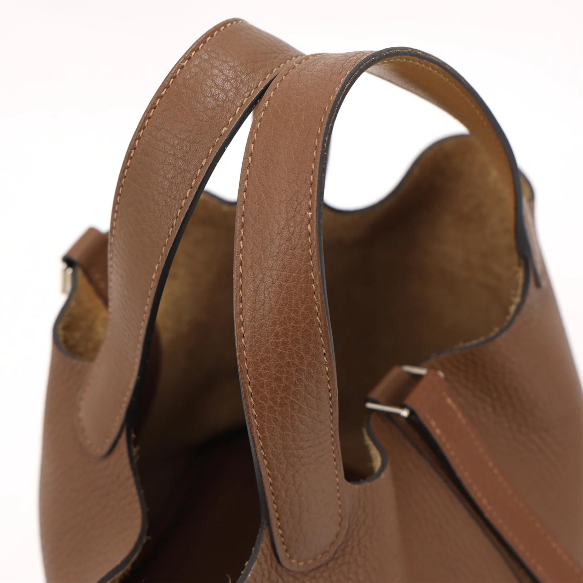 ランク A HERMÈS エルメス ピコタンロックPM アルザン (3G) ビスキュイ (4B) トリヨン シルバー金具 Z刻印 (2021) - 5