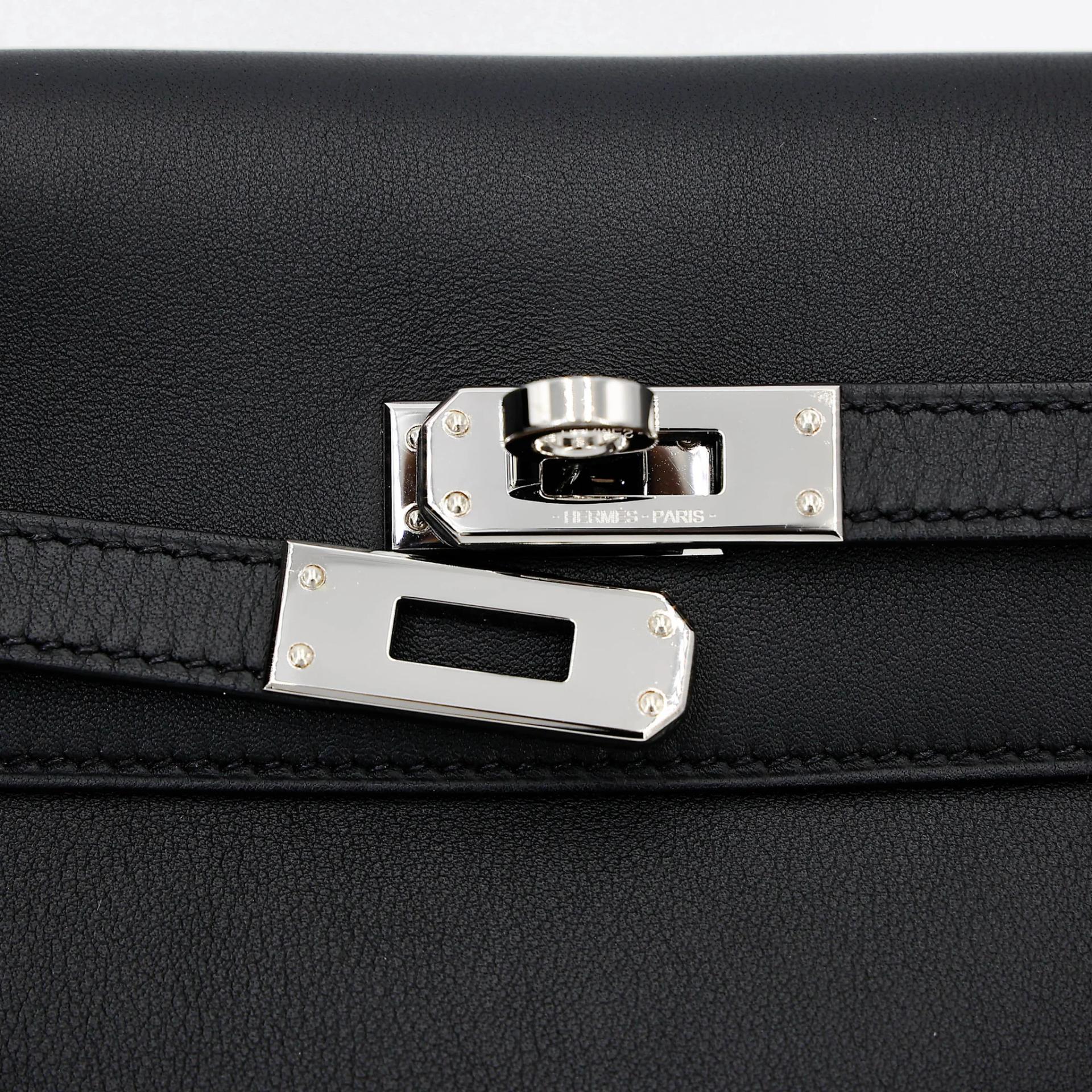 Excellent ( Rank SA ) HERMÈS Kelly Danse Noir (89) Swift Palladium hardware B (2023) - 9