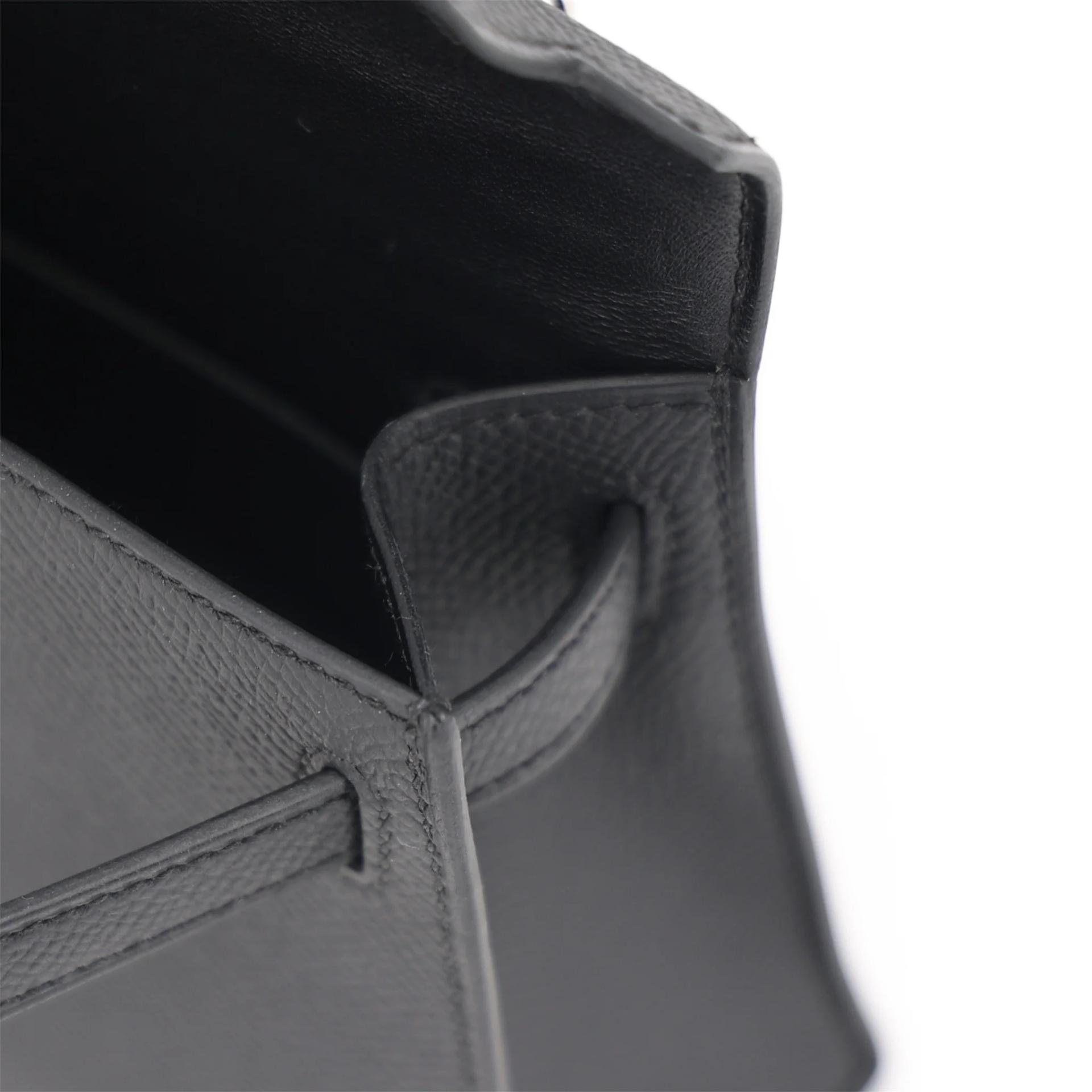 Brand New ( Rank N ) HERMÈS Mini Kelly II Noir (89) Epsom Palladium hardware G (2026) - 13