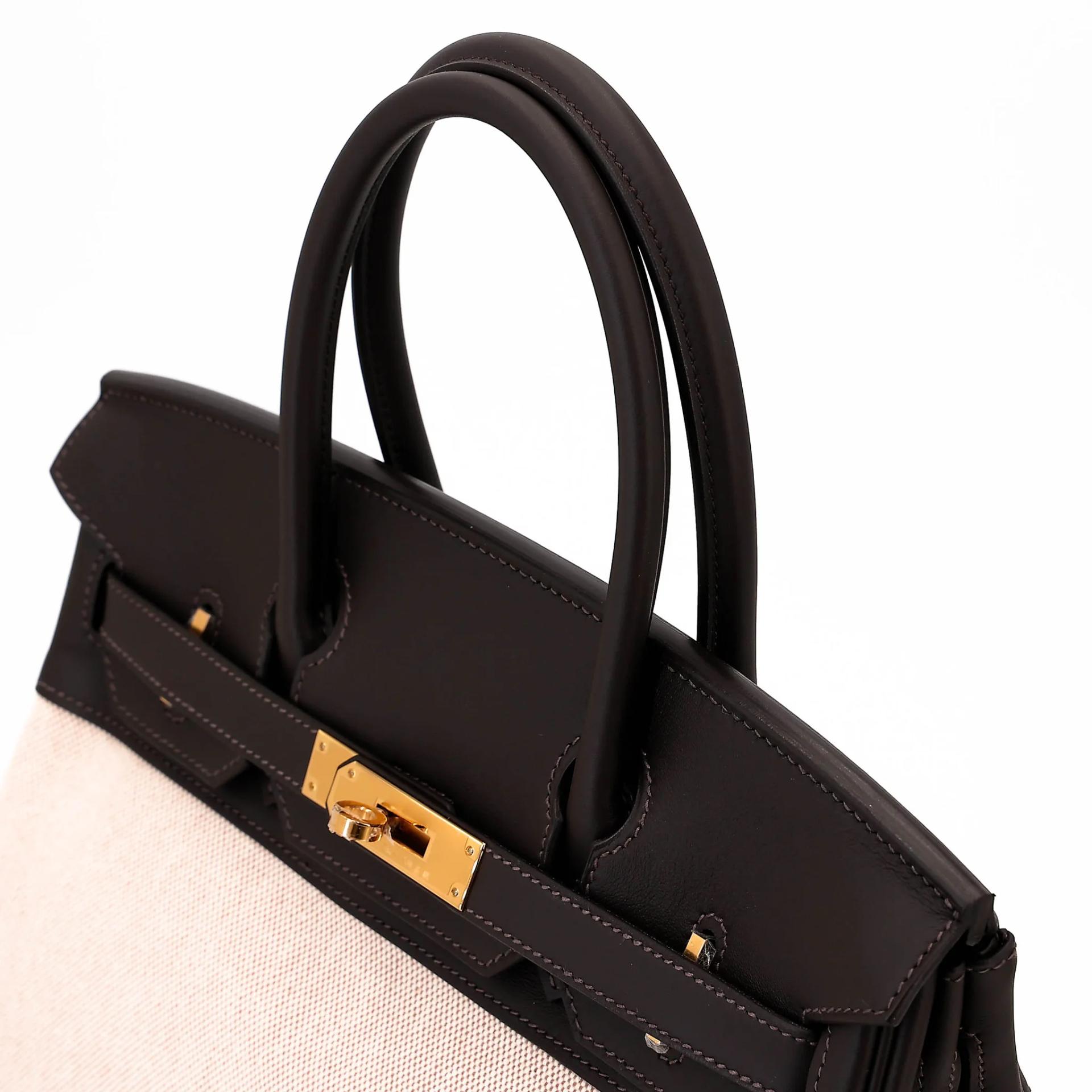 Brand New ( Rank N ) HERMÈS Birkin 30 Bai Brun（T3） Toile H canvas Swift Gold hardware G (2026) - 3