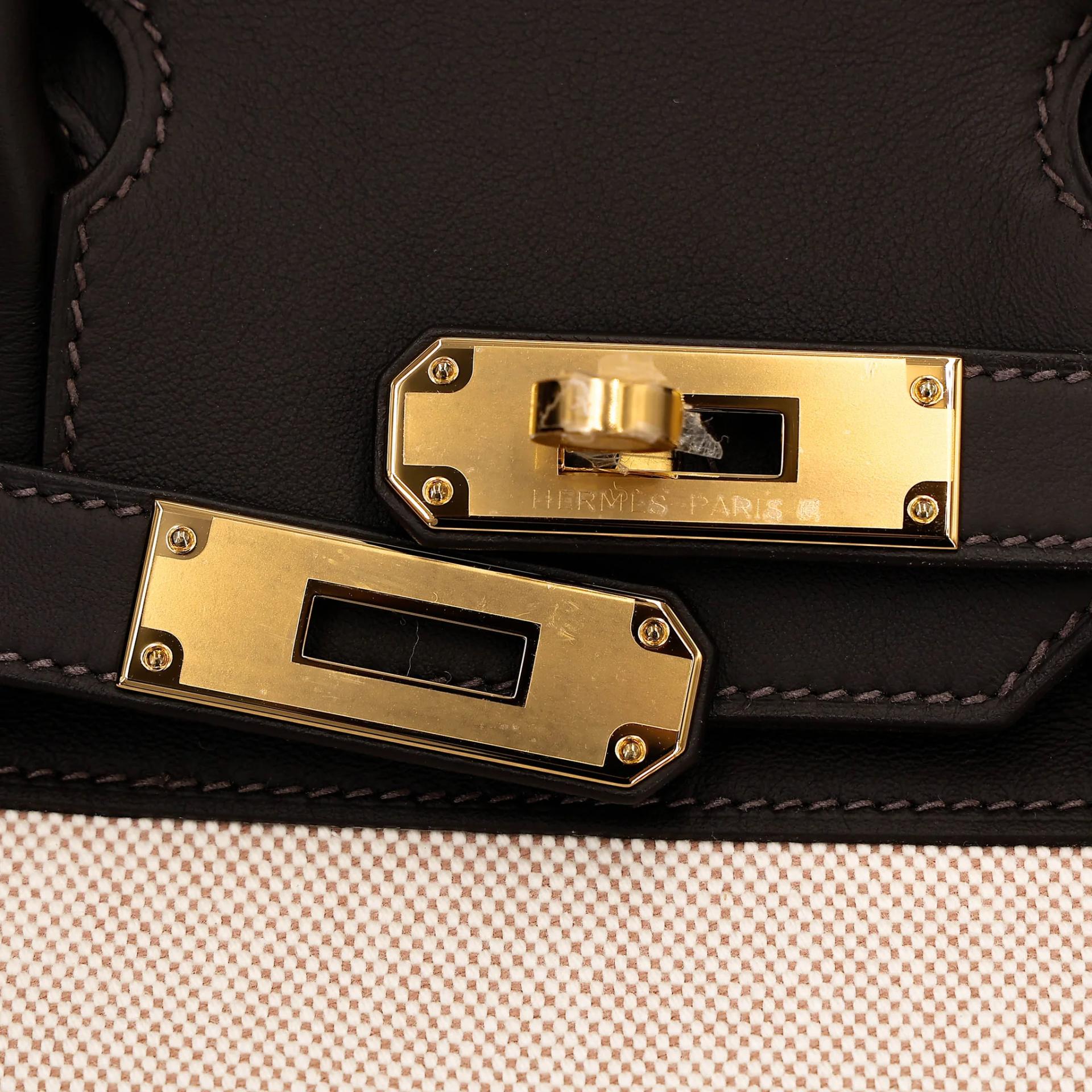 Brand New ( Rank N ) HERMÈS Birkin 30 Bai Brun（T3） Toile H canvas Swift Gold hardware G (2026) - 8