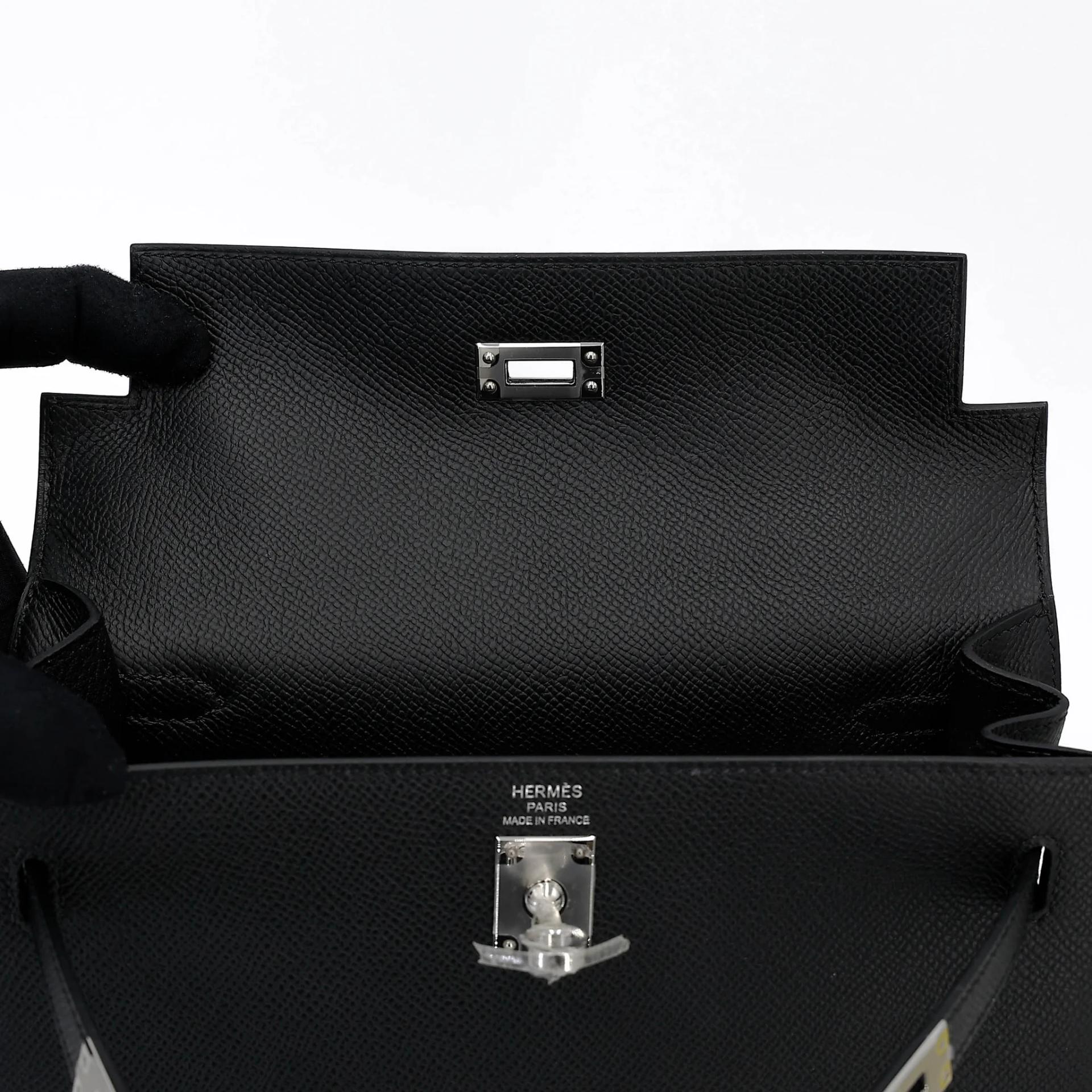 Brand New ( Rank N ) HERMÈS Kelly 25 Sellier Noir (89) Epsom Palladium hardware K (2025) - 12