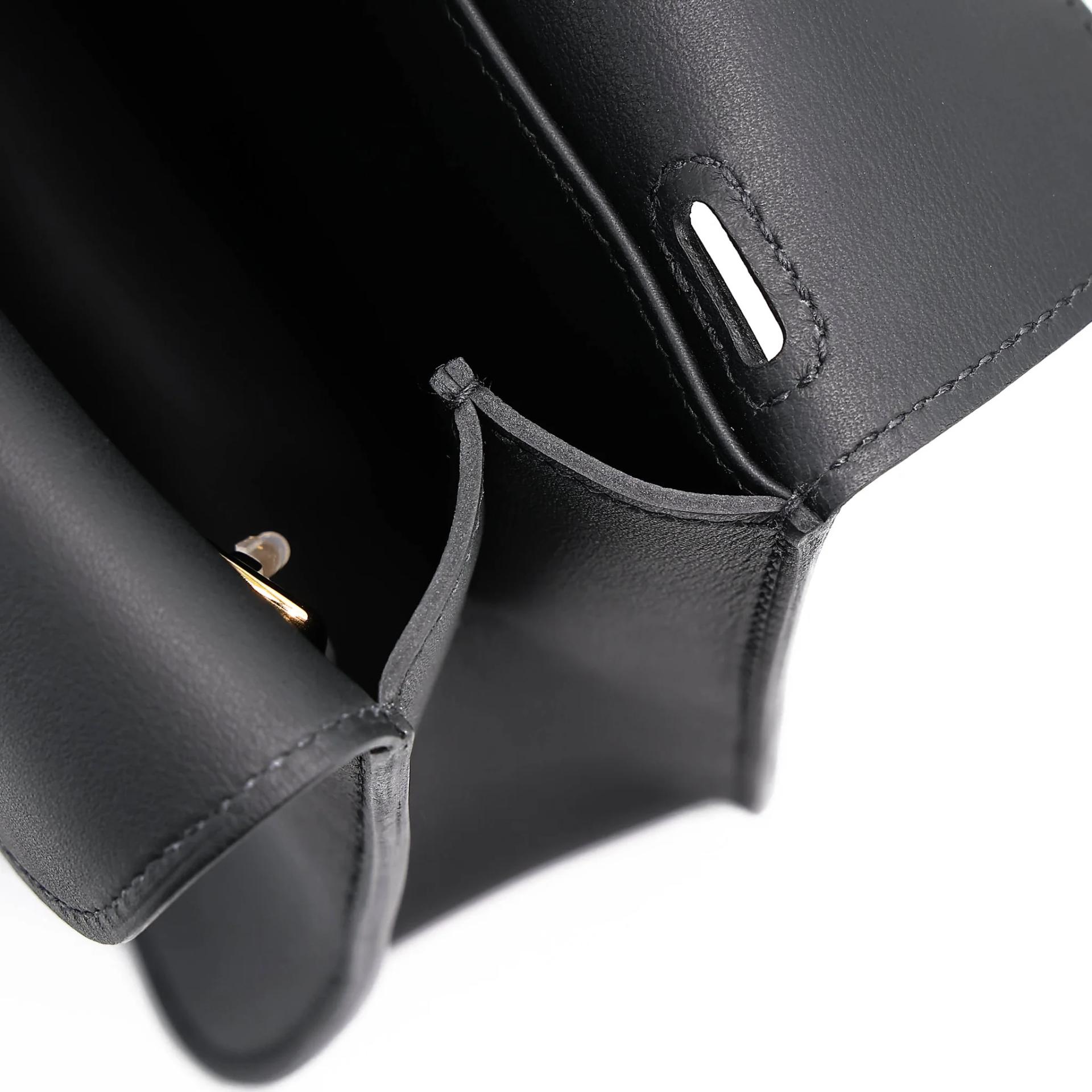 Brand New ( Rank N ) HERMÈS Halzan Mini Noir (89) Swift Gold hardware G (2026) - 15