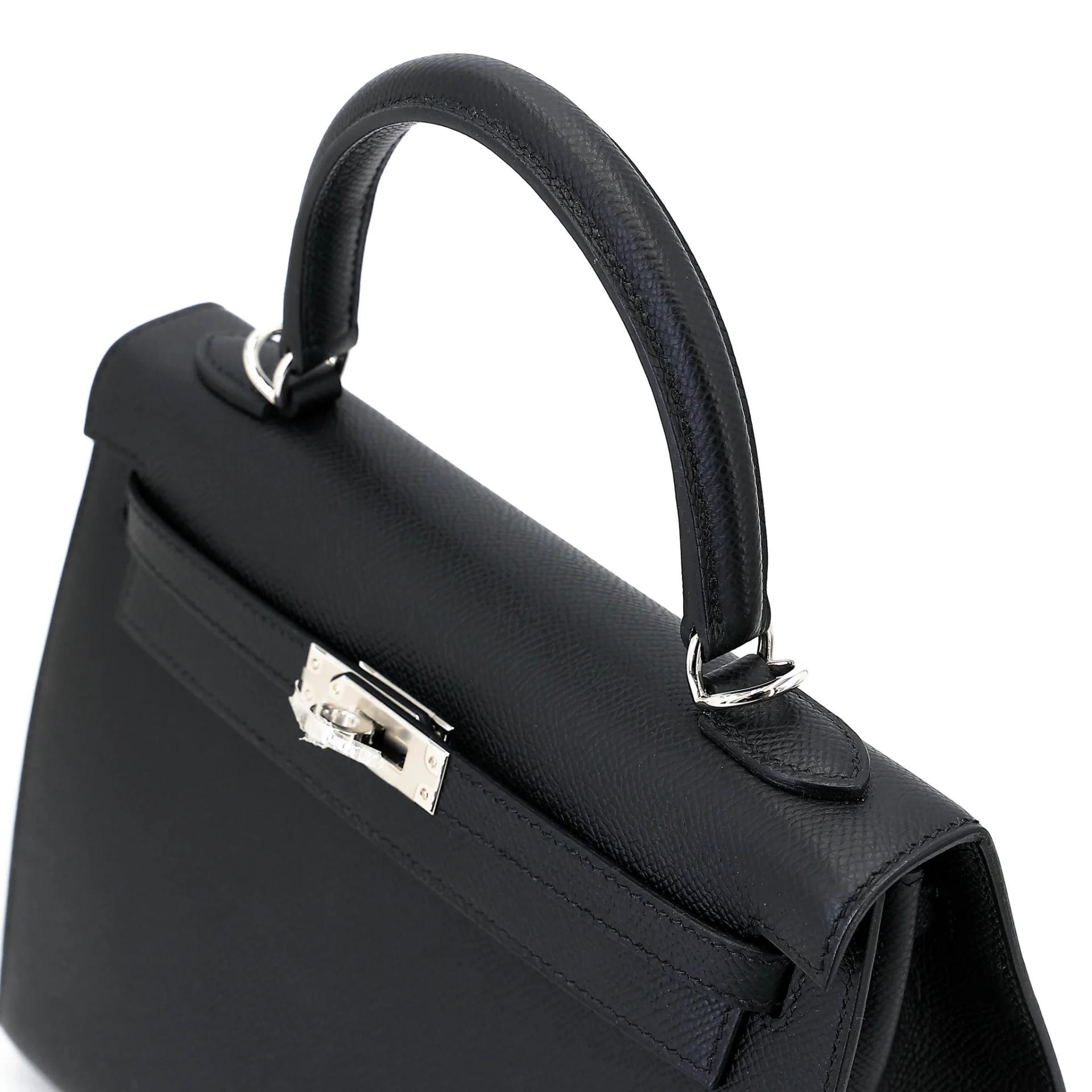 Brand New ( Rank N ) HERMÈS Kelly 25 Sellier Noir (89) Epsom Palladium hardware K (2025) - 3