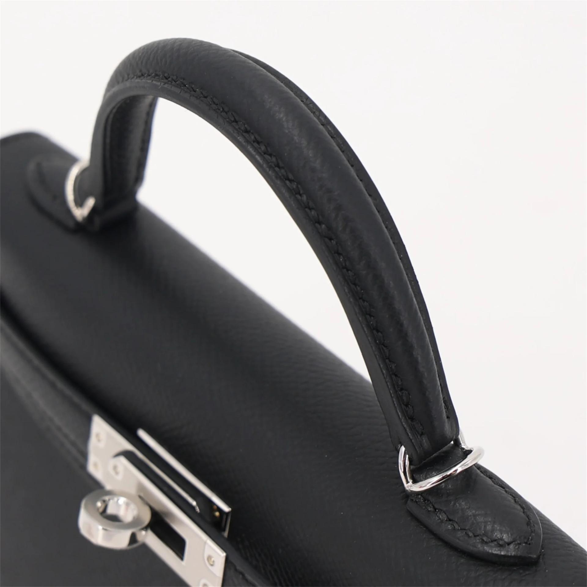 Brand New ( Rank N ) HERMÈS Mini Kelly II Noir (89) Epsom Palladium hardware G (2026) - 3