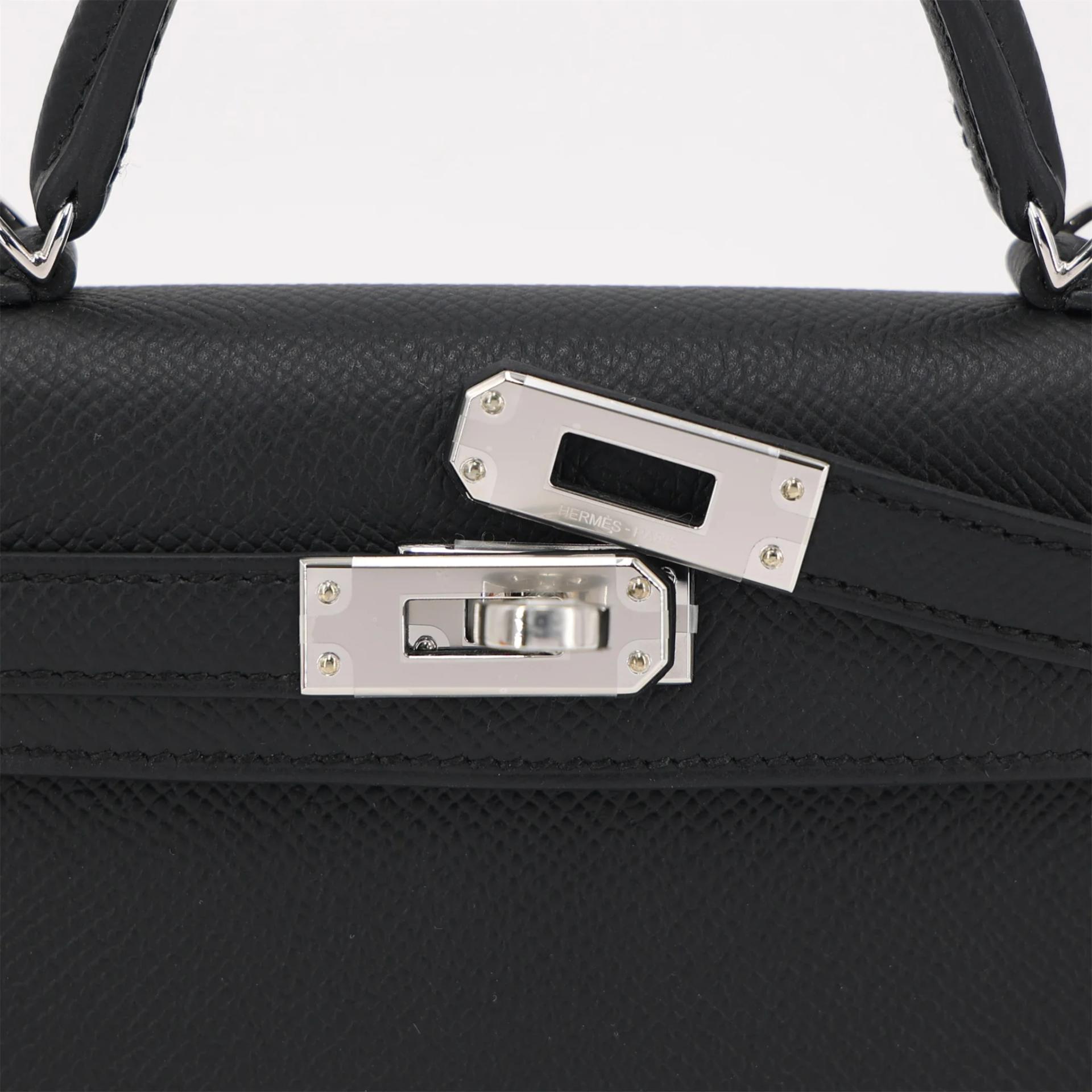 Brand New ( Rank N ) HERMÈS Mini Kelly II Noir (89) Epsom Palladium hardware G (2026) - 8
