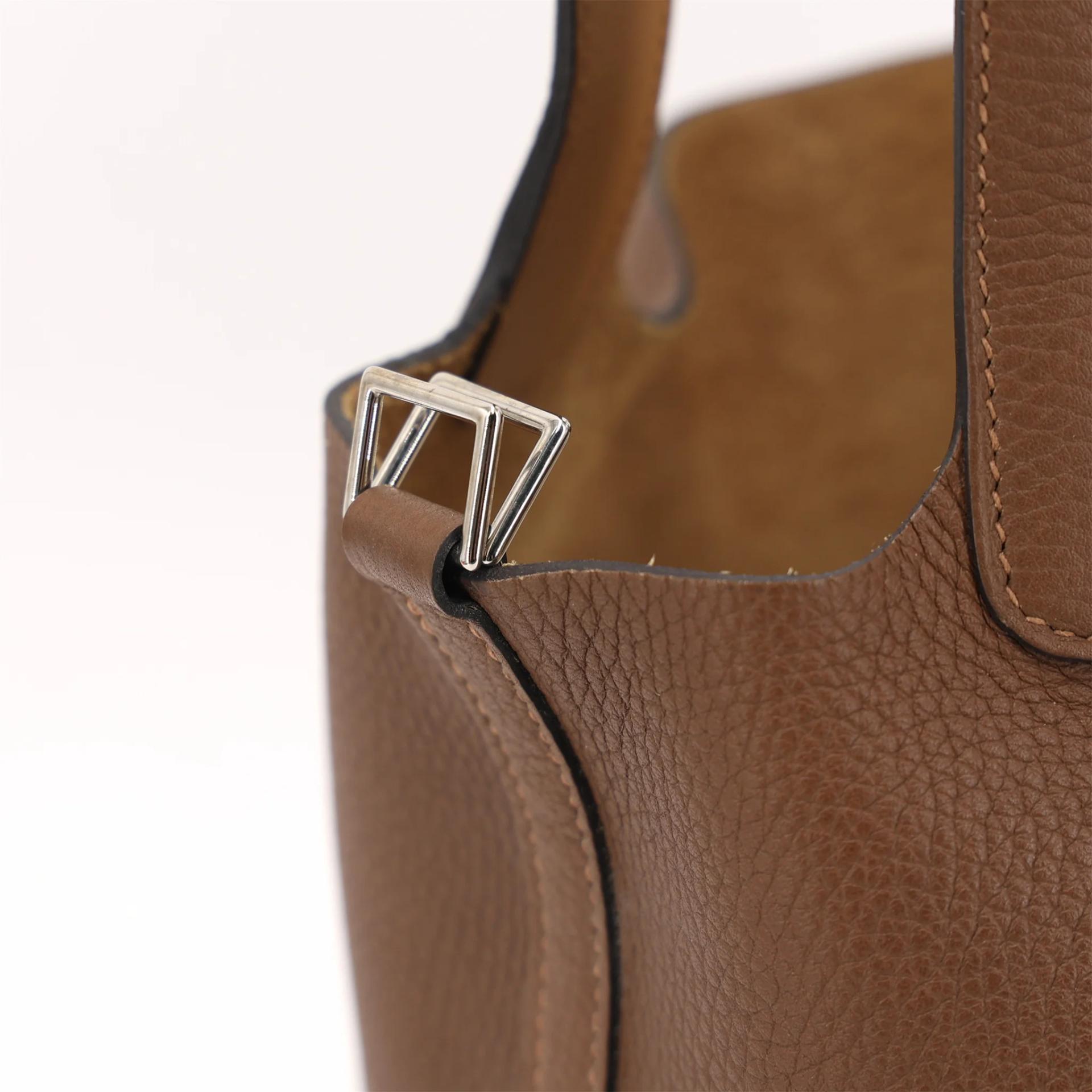 ランク A HERMÈS エルメス ピコタンロックPM アルザン (3G) ビスキュイ (4B) トリヨン シルバー金具 Z刻印 (2021) - 12