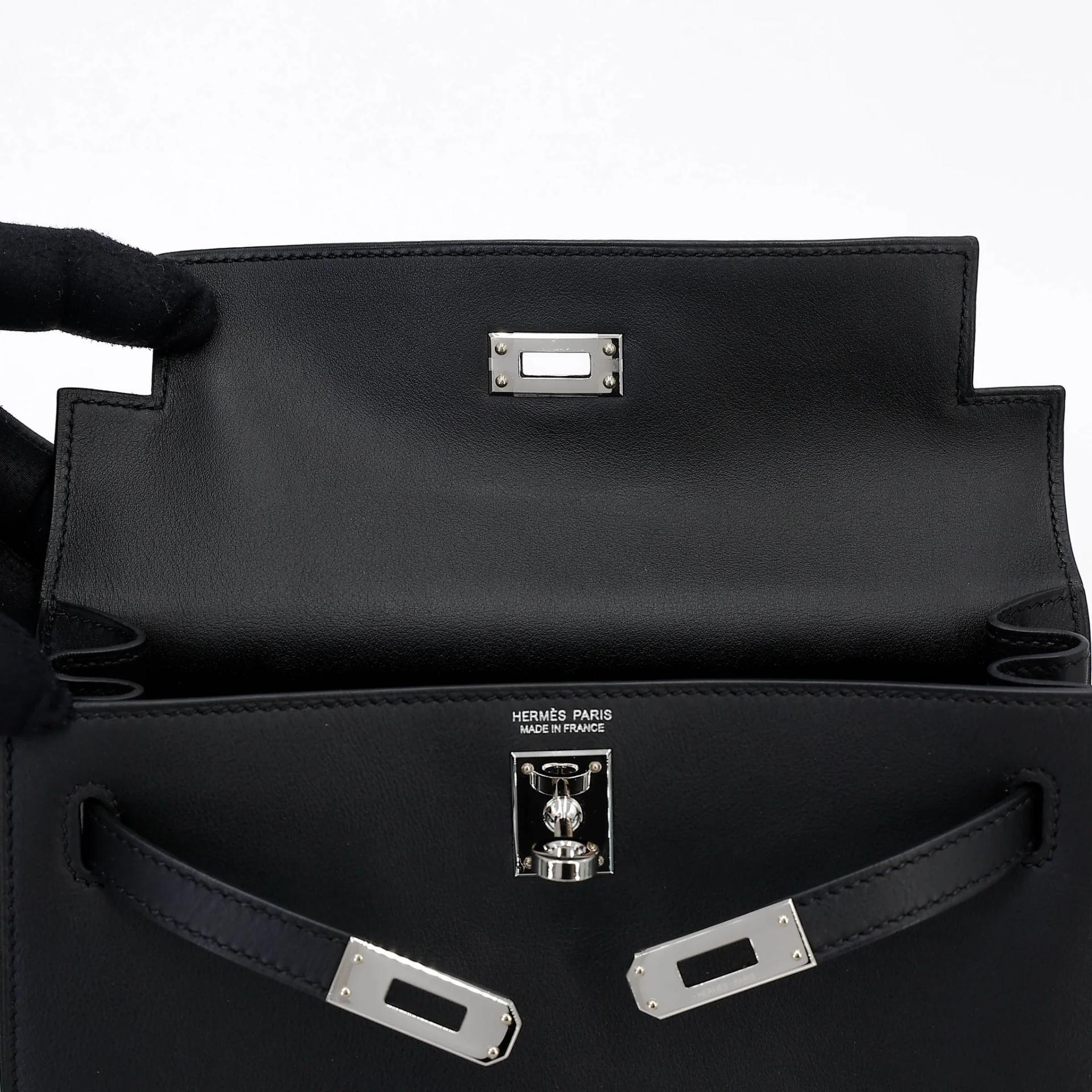 Excellent ( Rank SA ) HERMÈS Kelly Danse Noir (89) Swift Palladium hardware B (2023) - 14