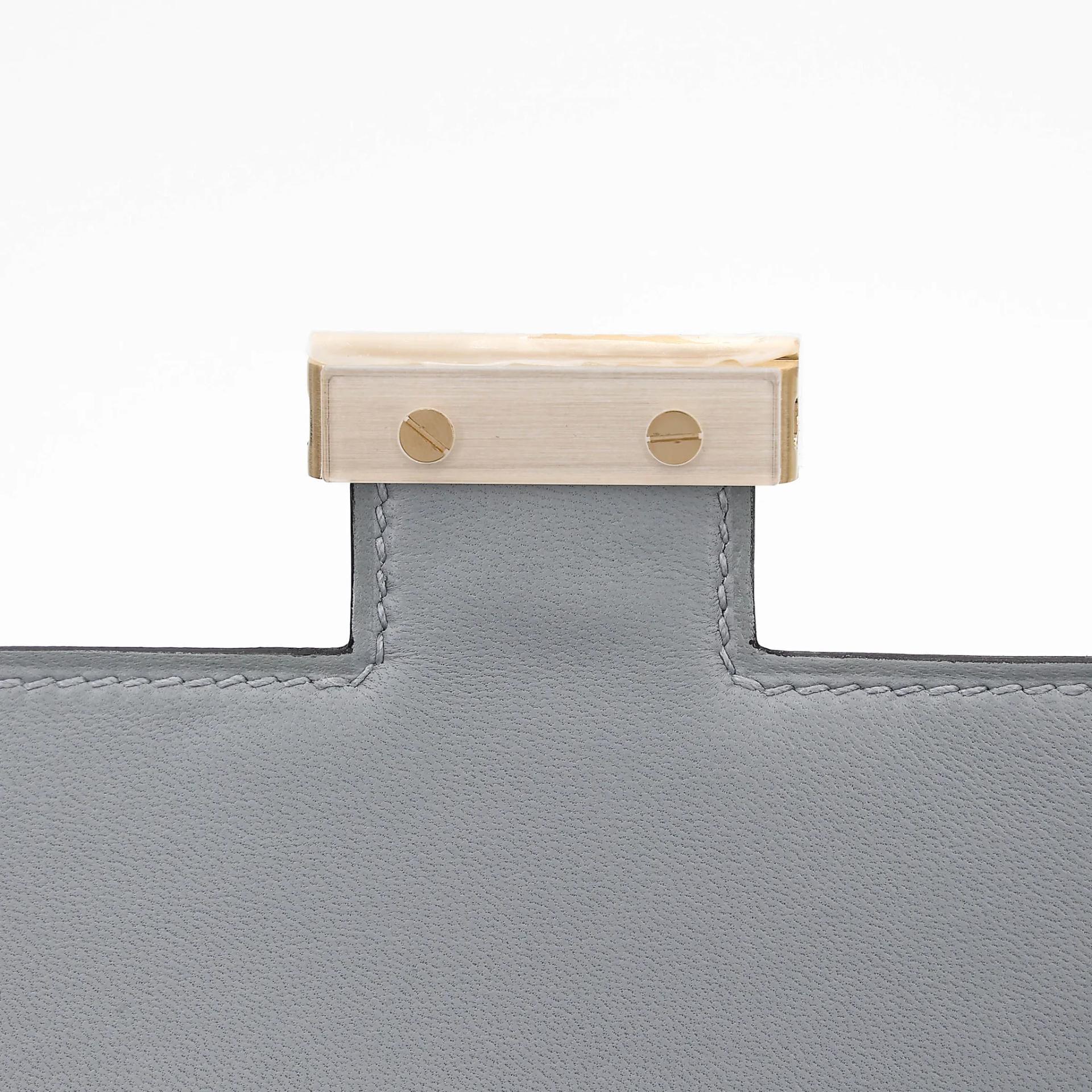 Brand New ( Rank N ) HERMÈS Constance Mini Gris Pantin (P0) Epsom Brushed Permabrass hardware K (2025) - 10