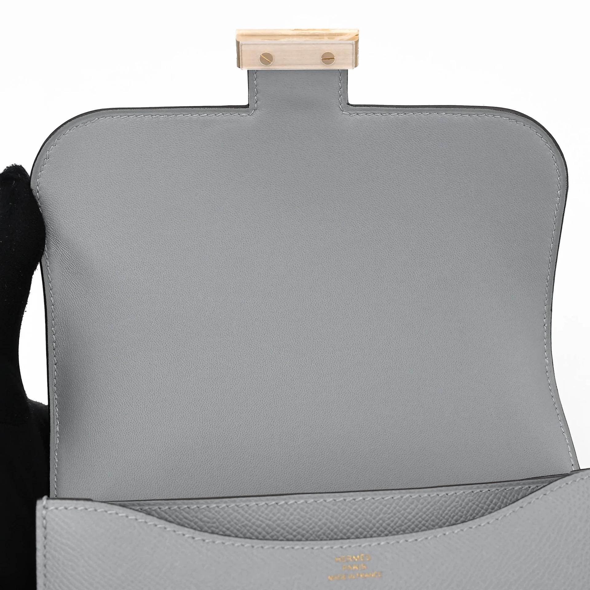 Brand New ( Rank N ) HERMÈS Constance Mini Gris Pantin (P0) Epsom Brushed Permabrass hardware K (2025) - 11