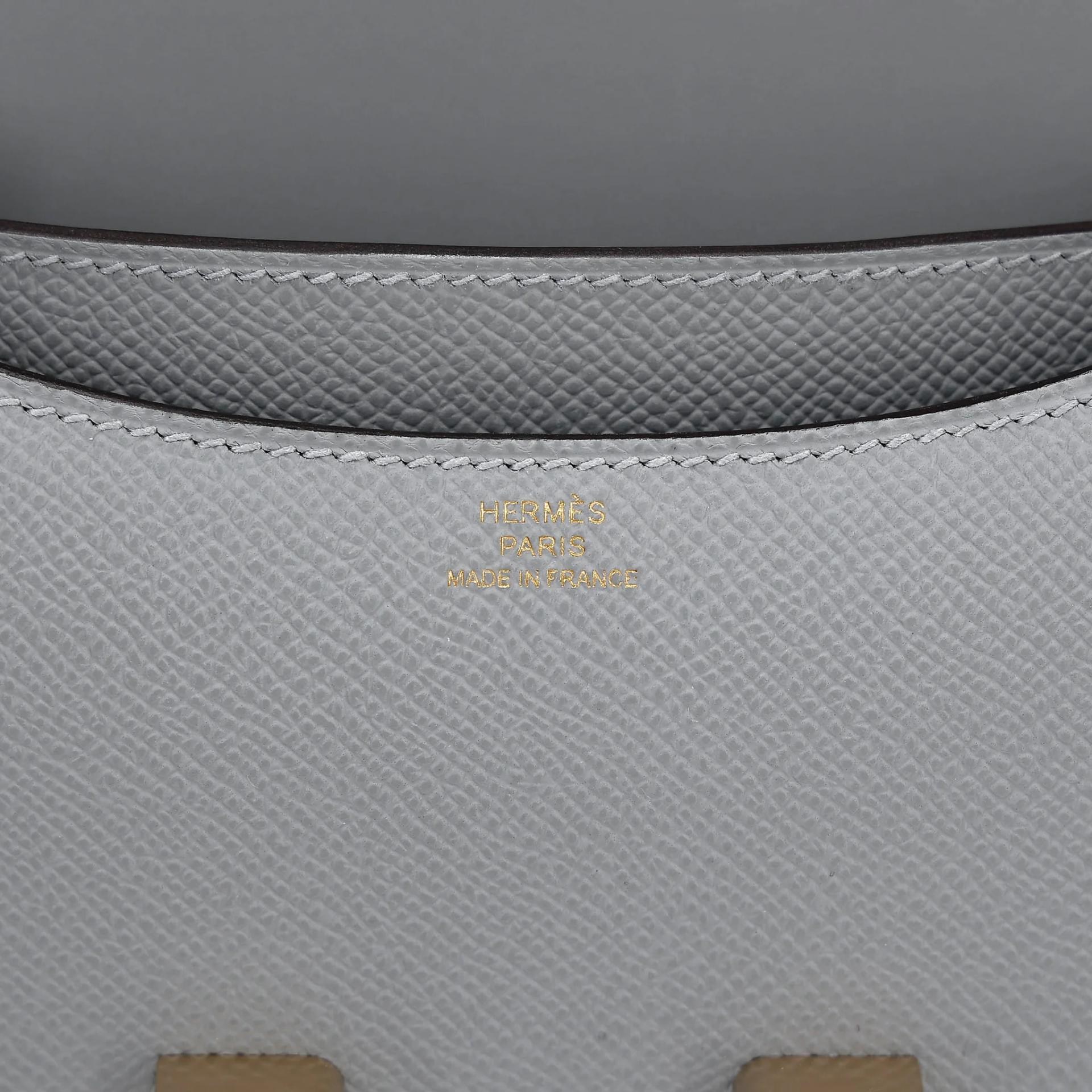 Brand New ( Rank N ) HERMÈS Constance Mini Gris Pantin (P0) Epsom Brushed Permabrass hardware K (2025) - 12