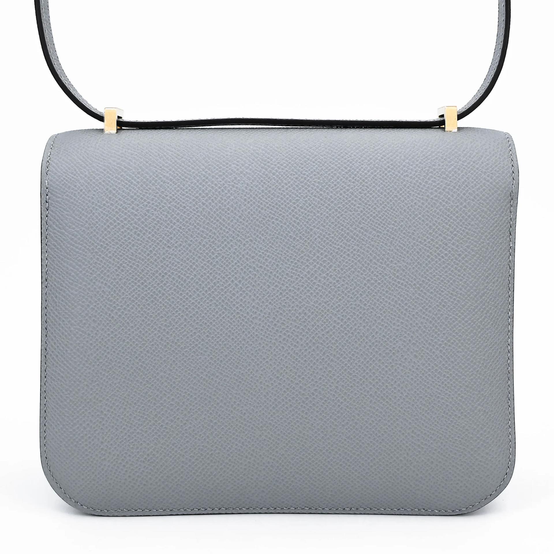 Brand New ( Rank N ) HERMÈS Constance Mini Gris Pantin (P0) Epsom Brushed Permabrass hardware K (2025) - 2